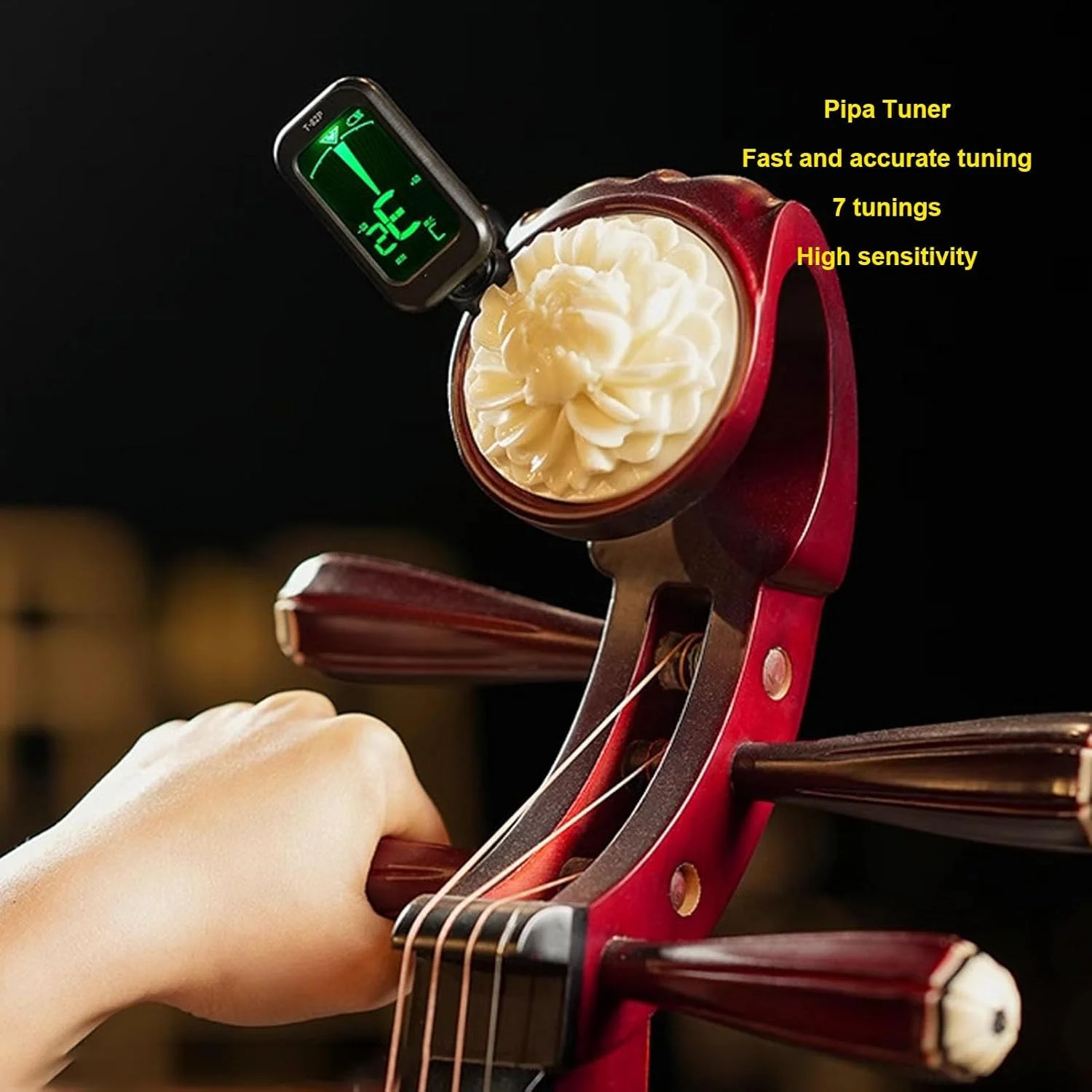 کوک‌کننده پیپا، کوک‌کننده حرفه‌ای و قابل شارژ عود چینی با 7 حالت کوک و صفحه نمایش بزرگ LCD، مناسب برای گیتار، یوکللی، ویولن و اجرای باس