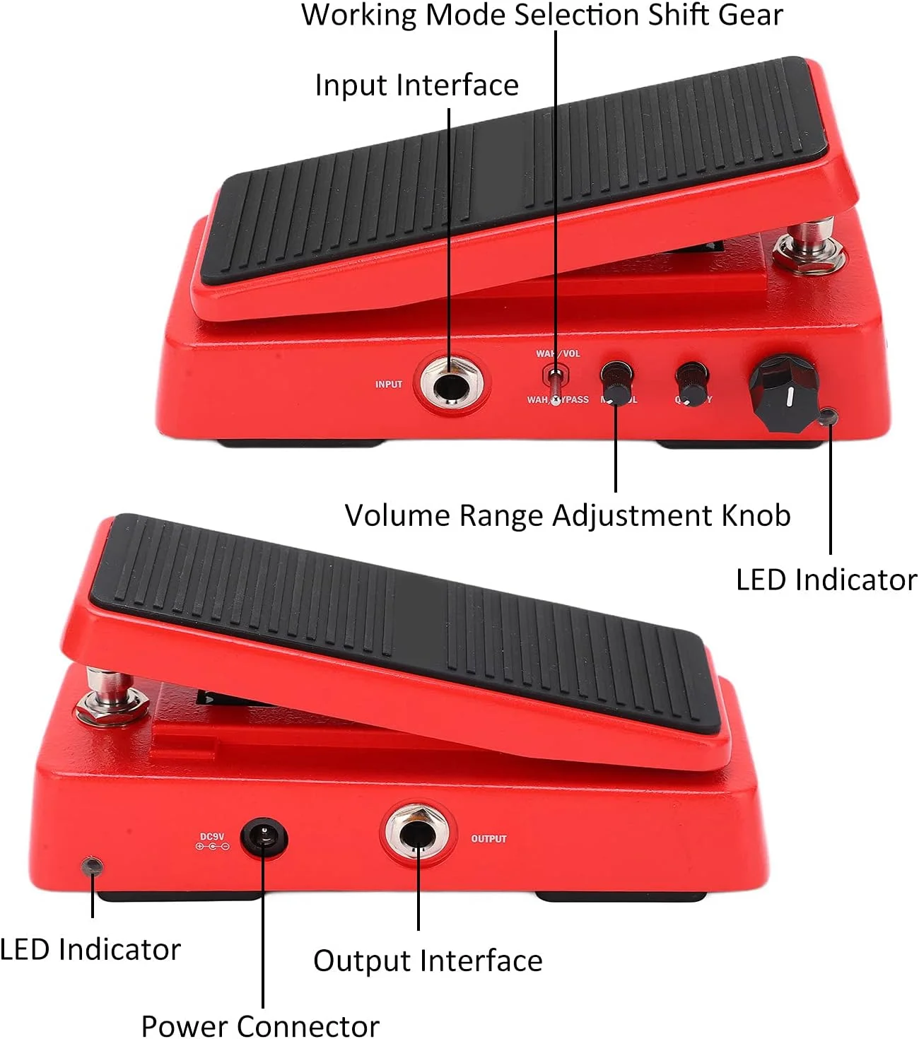 پدال Wah گیتار، پدال افکت گیتار الکتریک با کنترل حجم فعال Wah، حجم فرکانس قابل تنظیم 6 سطح، لوازم جانبی تیونینگ (پدال صدا و حجم WAH-2 WAH-2)