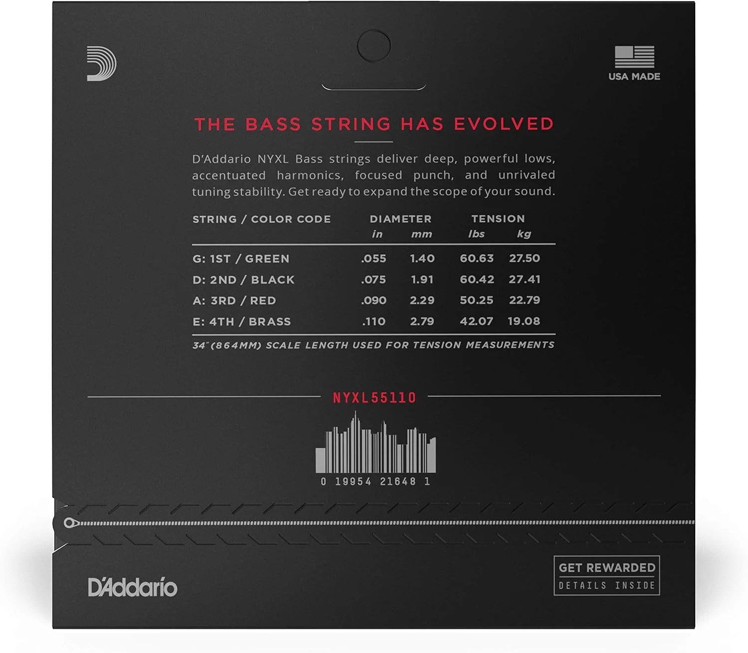 سیم گیتار باس داداریو NYXL با روکش نیکل