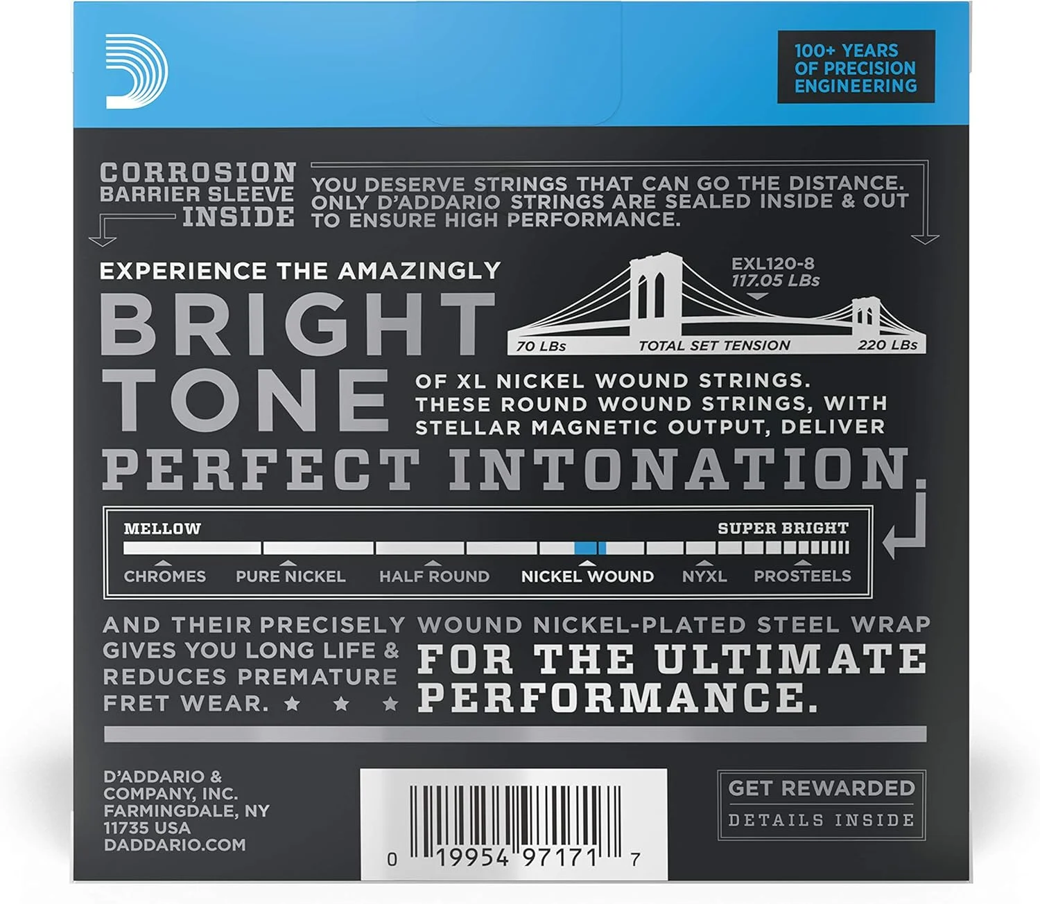 سیم گیتار داداریو - سیم گیتار الکتریک نیکل XL - EXL120-8 - کوک عالی، حس ثابت، دوام قابل اعتماد - برای گیتارهای 8 سیم - 09-65 سوپر لایت 8 سیم سیم گیتار داداریو - سیم گیتار الکتریک نیکل XL - EXL120-8 - کوک عالی، حس ثابت، دوام قابل اعتماد - برای گیتارهای 8 سیم - 09-65 سوپر لایت 8 سیم