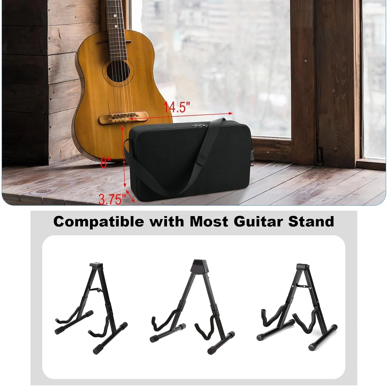 کیف حمل پایه گیتار تاشو A-Frame، کیف نگهداری بادوام با بند شانه، پوشش محافظ ضد گرد و غبار برای اجرا و مسافرت، مناسب برای پایه های تاشو جهانی