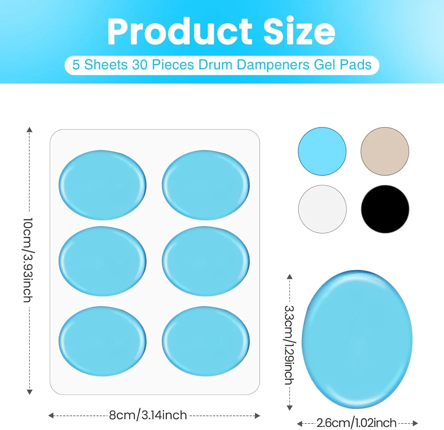 ۵ برگه ۳۰ عددی ژل ماه برای درامز، پدهای ژلی میراکننده درام، لوازم جانبی درام برای خفه کردن صدای پوست درام