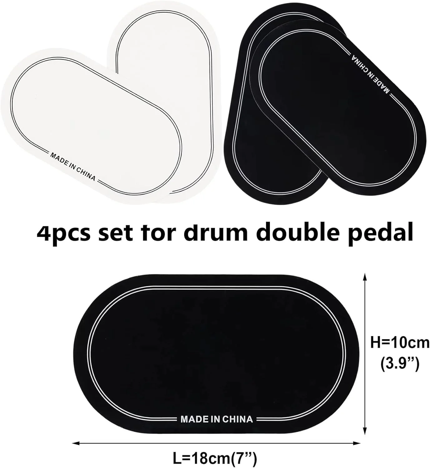 پد محافظ پدال دوبل درام باس Rockhouse، استیکرهای محافظ خودچسب طبل برای لوازم جانبی پرکاشن درام کیک (سیاه+سفید) 4 عددی
