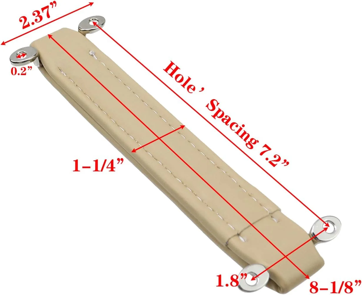 دسته چرمی PU ال سی LICTOP به طول 8 اینچ، طرح قدیمی، با نصب پیچی برای آمپلی فایرهای گیتار باس، بلندگوهای صوتی، بژ، 2 عدد