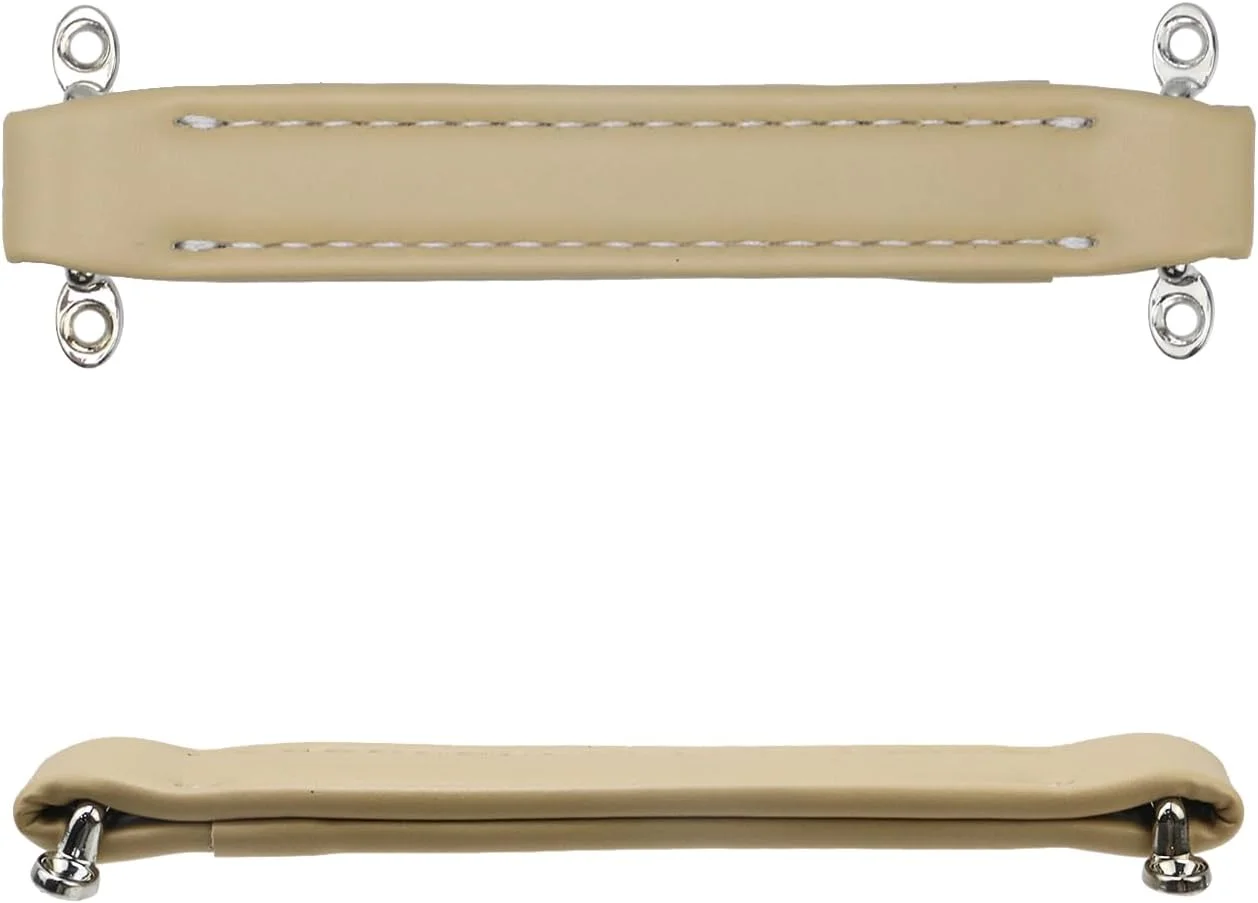 دسته چرمی PU ال سی LICTOP به طول 8 اینچ، طرح قدیمی، با نصب پیچی برای آمپلی فایرهای گیتار باس، بلندگوهای صوتی، بژ، 2 عدد