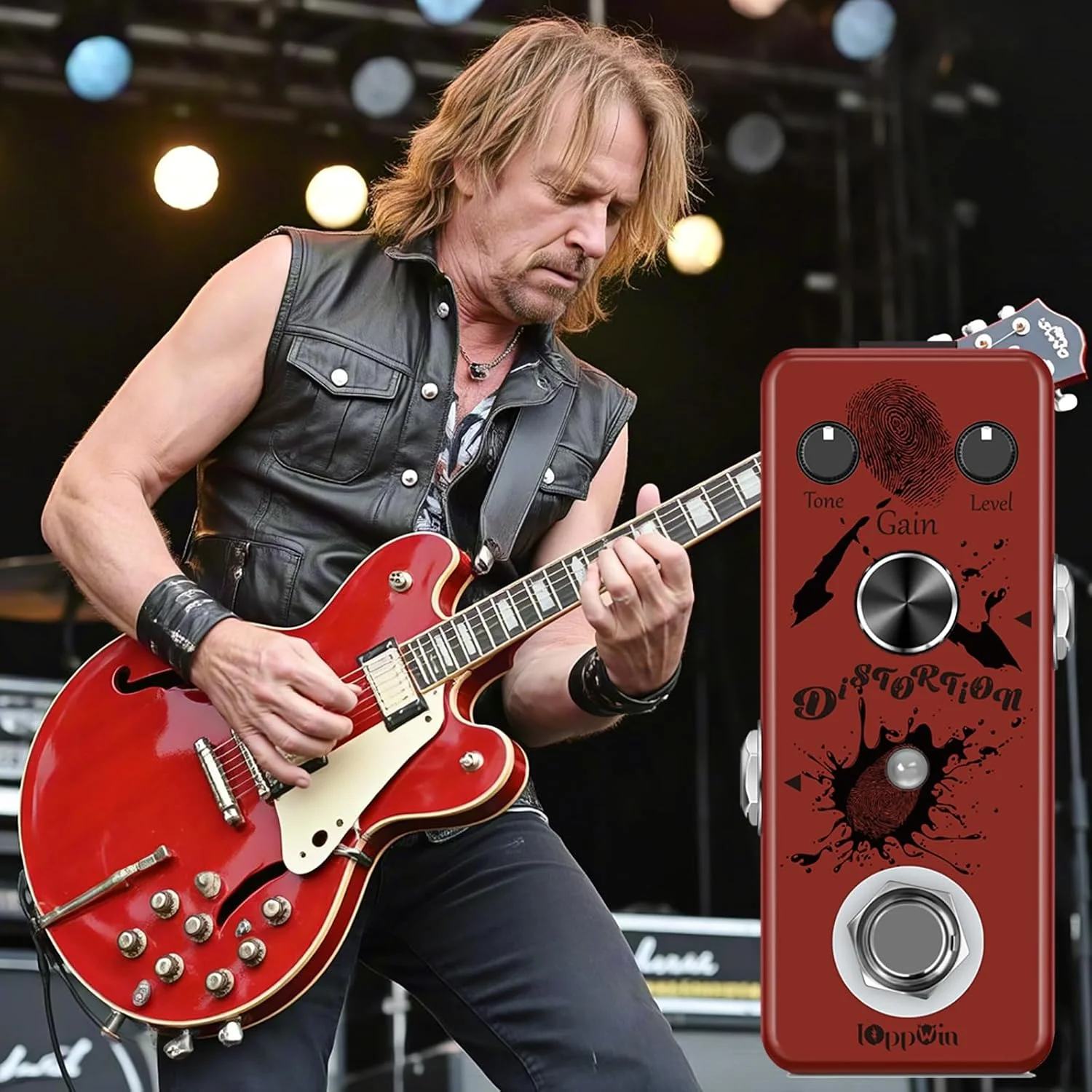 پدال دیستورشن آمپلی‌فایر کلاسیک بریتانیایی BRITISH DIST - خروجی بالا، بدنه فلزی، بای‌پس واقعی، طراحی جمع‌وجور برای گیتار الکتریک