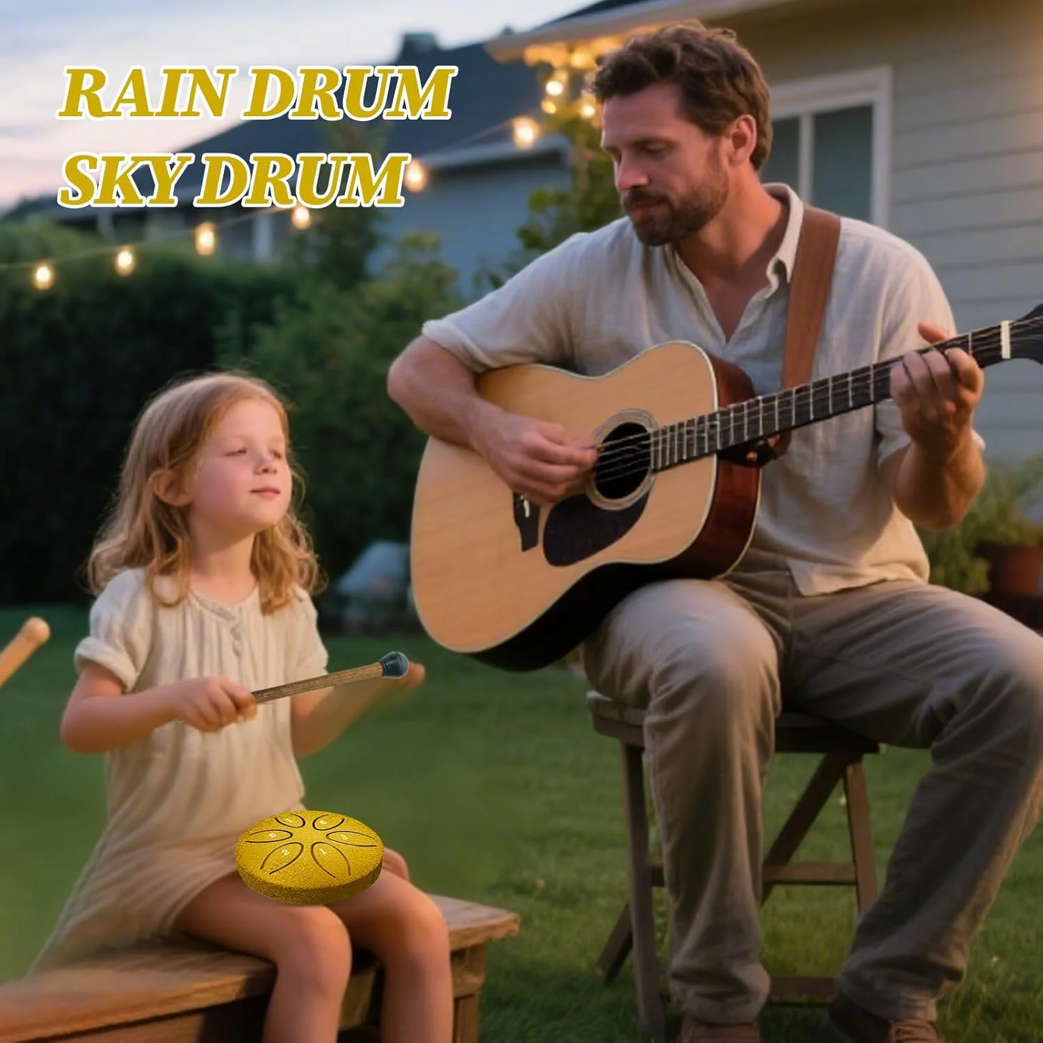 درام باران باغ، درام زبانی فولادی 3 اینچی 6 نت برای فضای باز - ساز مدیتیشن قابل حمل برای حیاط پشتی، چمن، مدرسه، مبتدیان، بزرگسالان، کودکان، یوگا