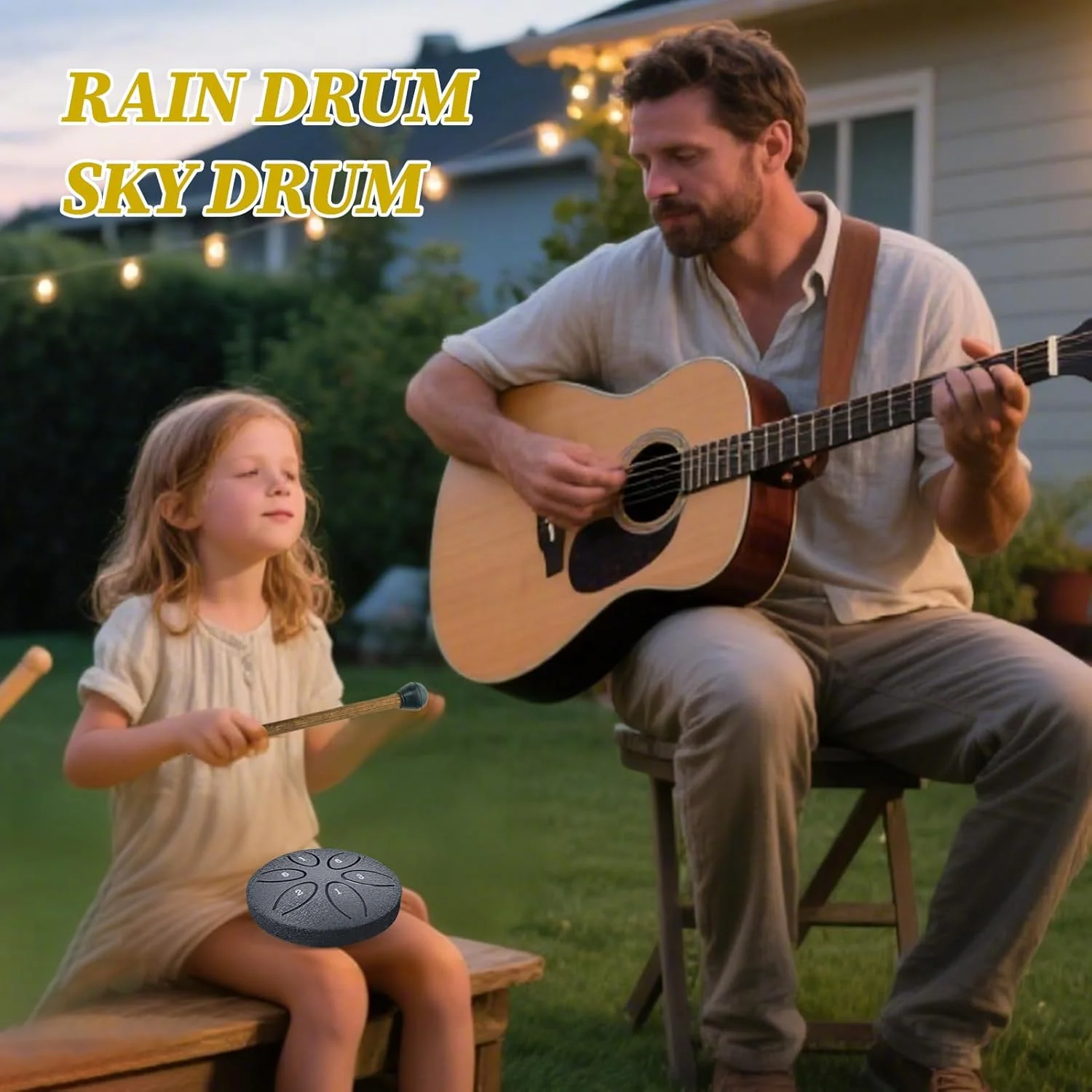 طبل باران باغی برای فضای باز | ساز مدیتیشن بیرونی برای بزرگسالان - ساز کوبه ای دستی آموزشی برای تمرین آرامش بخش مدیتیشن، ذهن آگاهی، ریلکسیشن، یوگا، بزرگسالان و مبتدیان