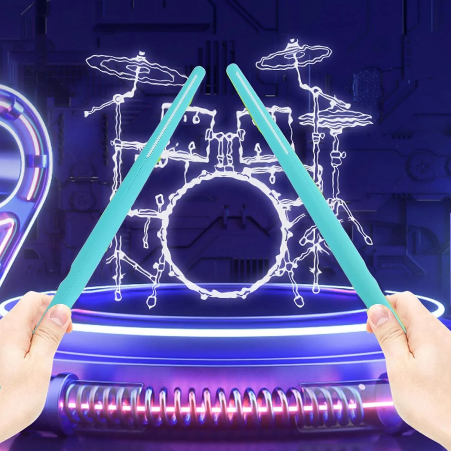 ست درام هوایی الکتریکی Fockety، حسگر حرکتی سه بعدی قابل حمل با چوب های درام، پدال ها، کیت الکتریکی USB برای بزرگسالان، کودکان، دوستان و عزیزان