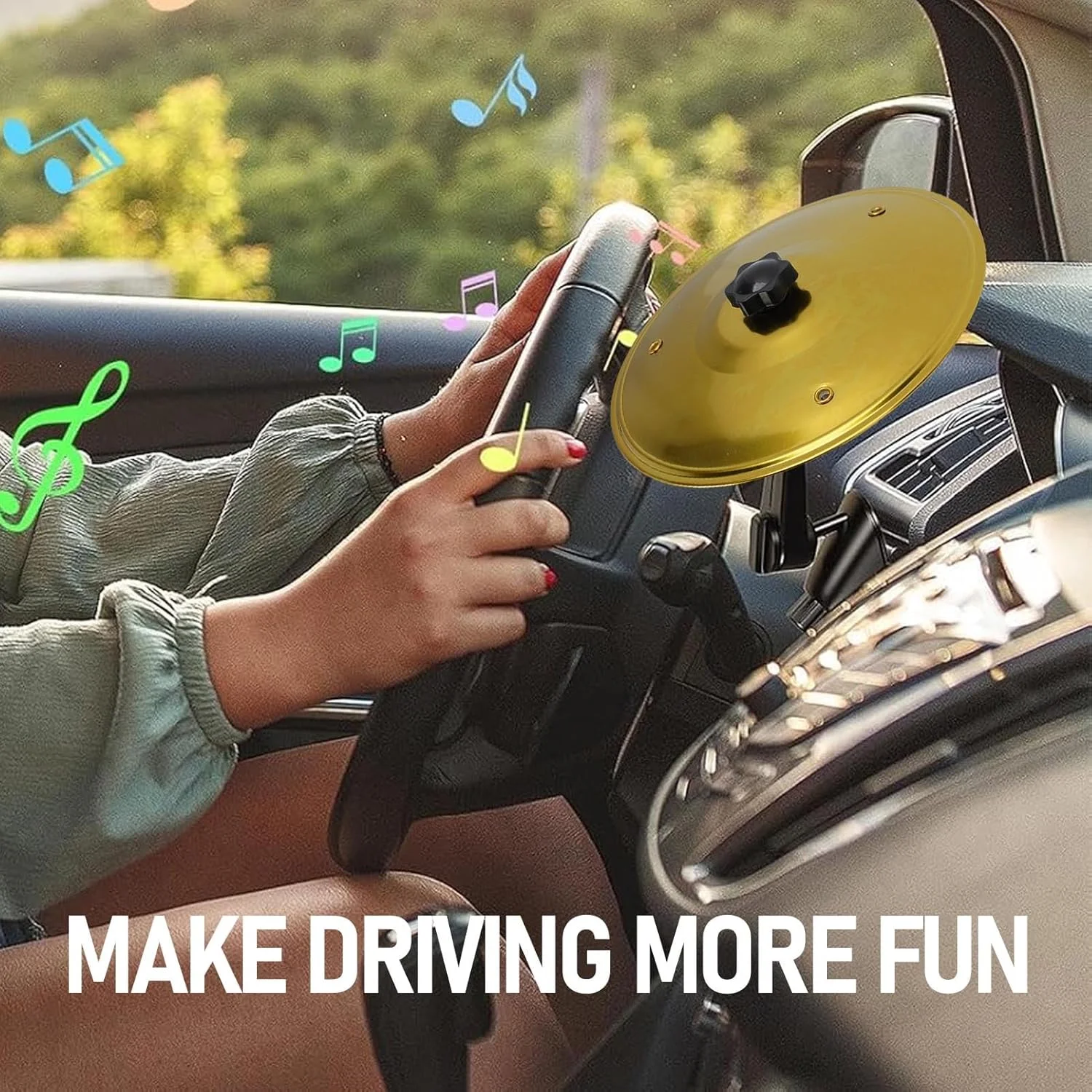 سنج هوای خودرو Fockety، صدای فلزی واضح و واقعی، سنج تصادف کوچک خودرو، درام برای دریچه هوا داشبورد، درام کوچک برای دوستداران موسیقی، نوازندگان درام (طلایی)