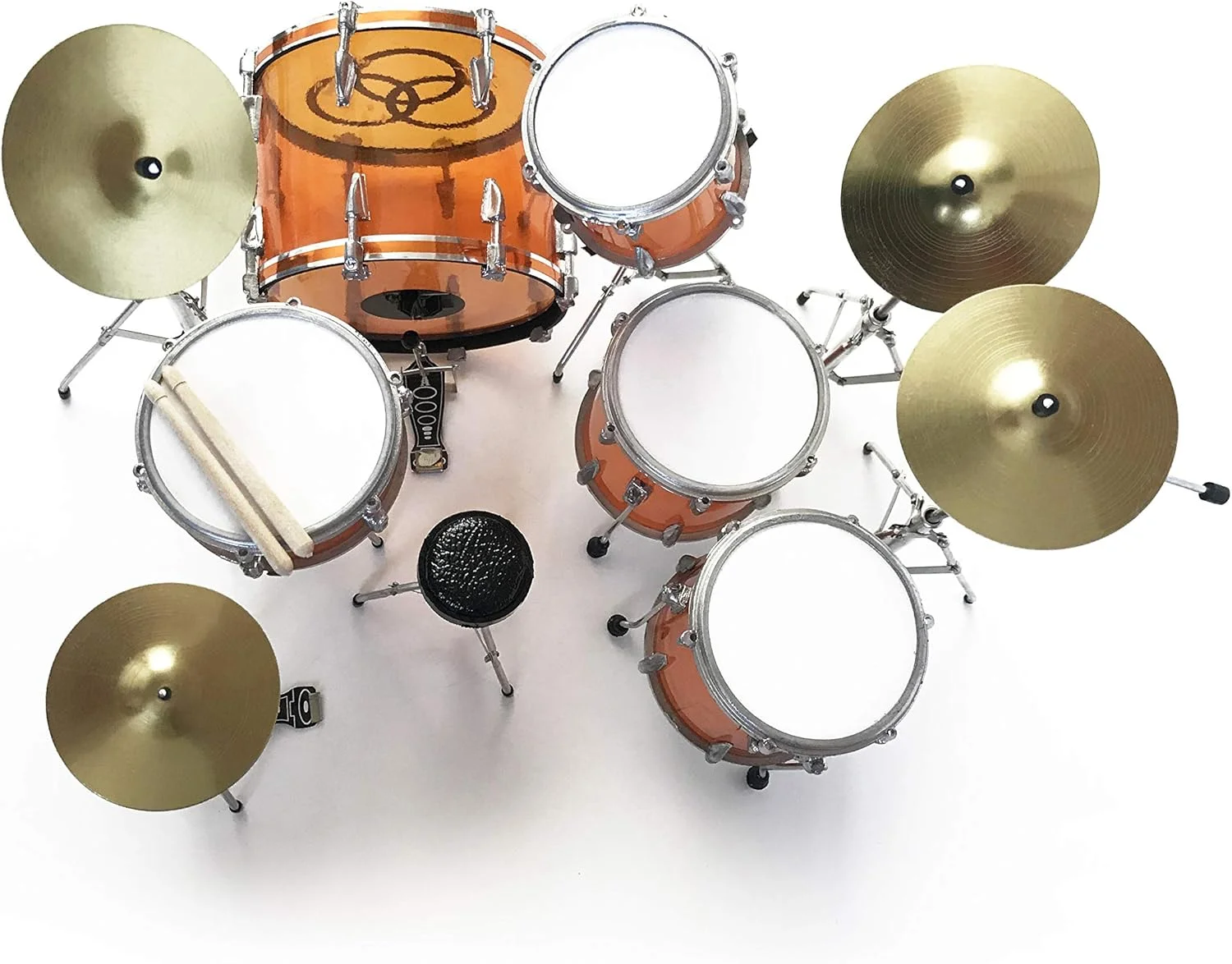 ماکت ست درام لد زپلین، جان بونام، ادای احترام ویستالایت کهربایی شفاف مینیاتوری کلکسیونی