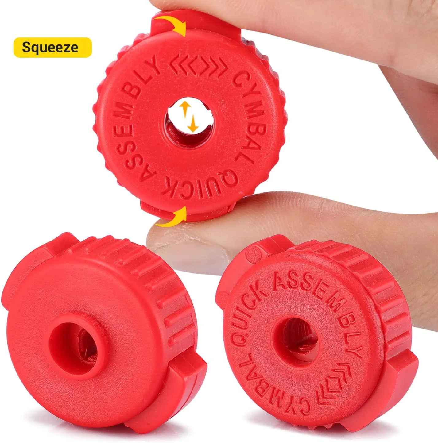 Facmogu 6 عدد مهره های پلاستیکی قرمز سنج، مهره سنج رهاسازی سریع و مهره سنج برای قطعات جایگزینی کوبه ای، مهره های سنج مناسب برای پایه های سنج رزوه ای 8 میلی متری