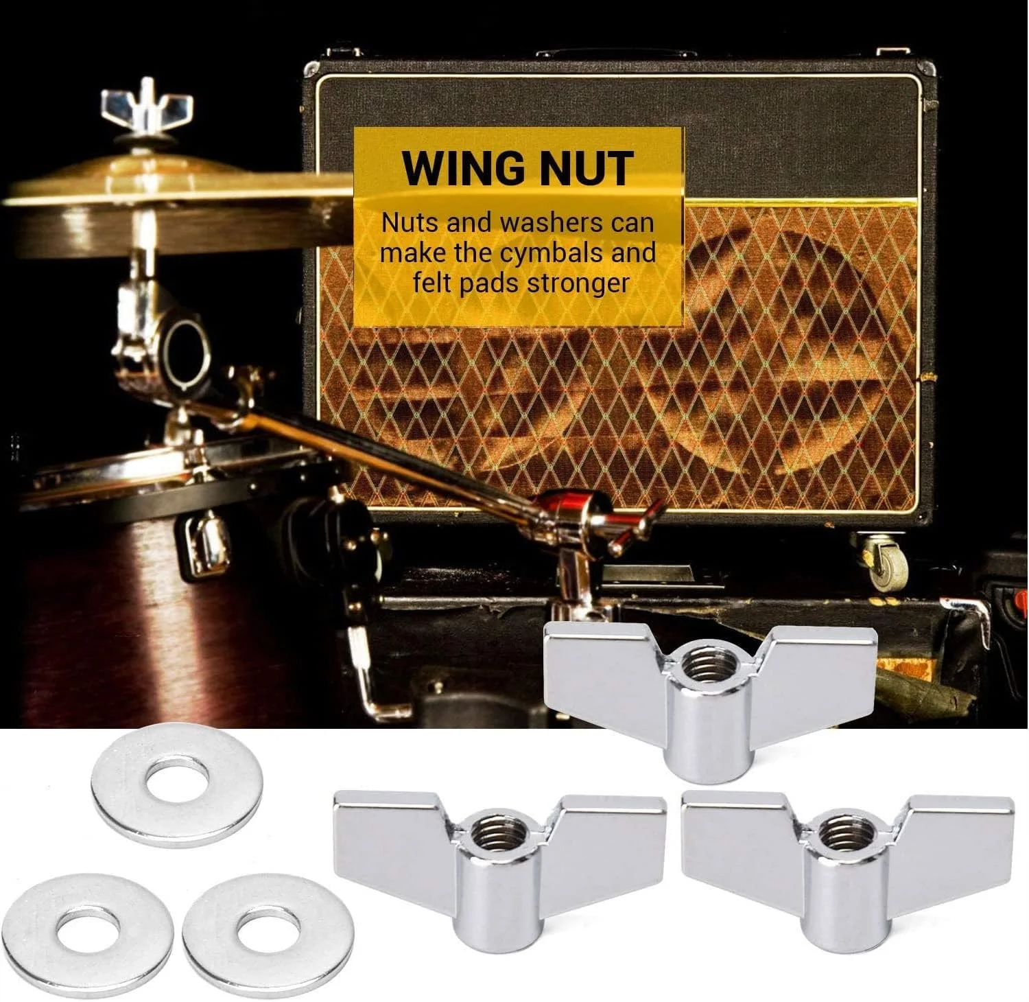 اکسفور ۲۳ قطعه لوازم جانبی جایگزین سنج، نمد سنج، کلاچ نمدی های-هت، پدهای نمدی سنج شامل مهره های بالدار، واشرها، آستین های سنج و آچار درام، مشکی