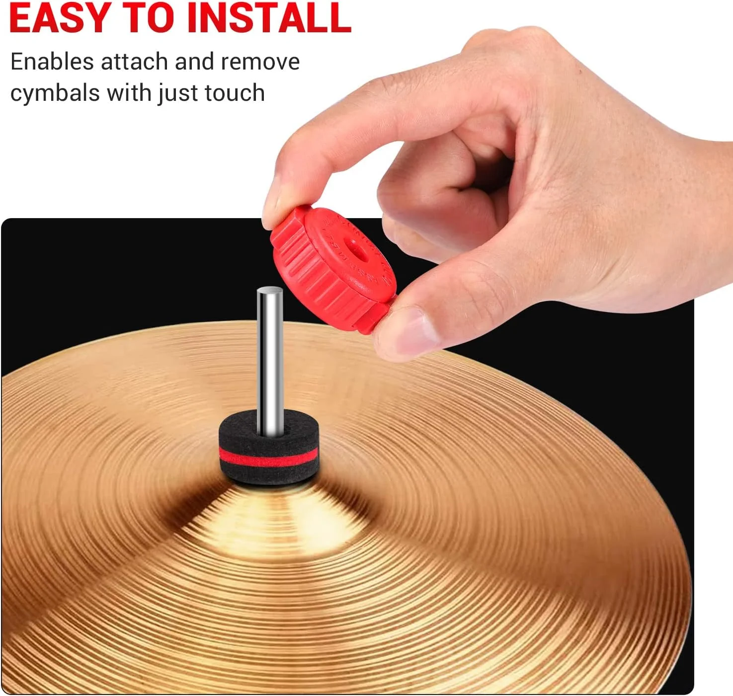 Facmogu 6 عدد مهره های پلاستیکی قرمز سنج، مهره سنج رهاسازی سریع و مهره سنج برای قطعات جایگزینی کوبه ای، مهره های سنج مناسب برای پایه های سنج رزوه ای 8 میلی متری