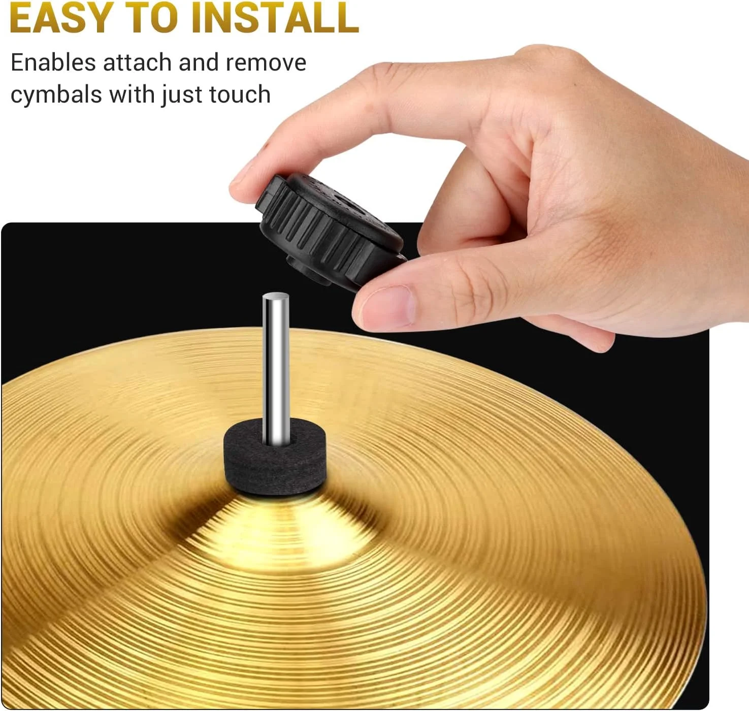 مهره های پلاستیکی مشکی سنج Facmogu، مهره سنج 8 میلی متری Quick-set برای کیت درام پرکاشن، مهره سنج Quick Release و Cymbal Mate برای قطعات جایگزین پرکاشن