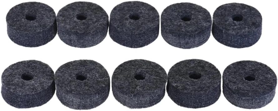 Eujgoov 10 عدد نمد طبل سنج خاکستری متوسط، نمد کلاچ سنج تصادفی، واشر نمدی پایه سنج برای محافظت از سخت افزار طبل