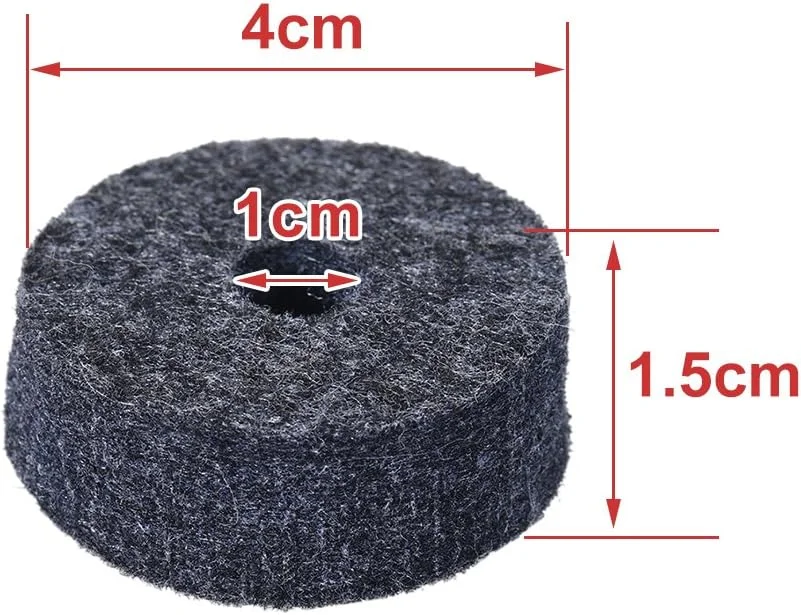Eujgoov 10 عدد نمد طبل سنج خاکستری متوسط، نمد کلاچ سنج تصادفی، واشر نمدی پایه سنج برای محافظت از سخت افزار طبل