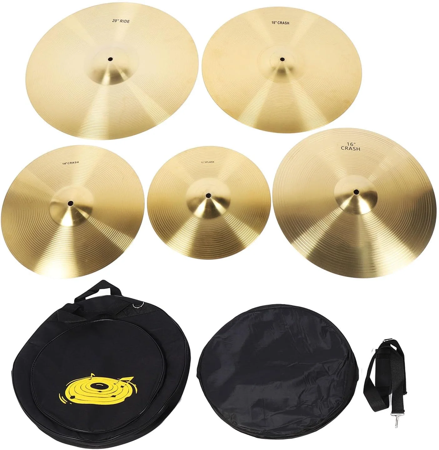 مجموعه سنج درام برنجی Eujgoov مدل ZH149، مناسب برای درام جاز، سایزهای 12 اینچ، 14 اینچ، 16 اینچ، 18 اینچ و 20 اینچ