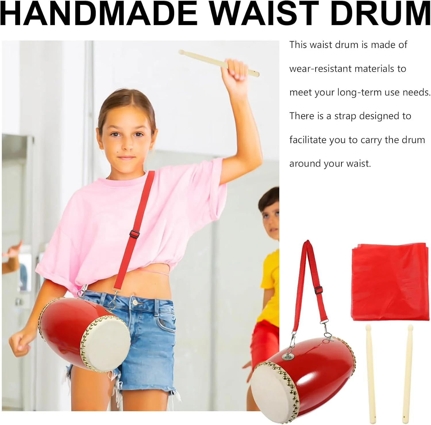 ارینگگوگو 1 ست ساز کوبه ای پوست گاوی، طبل کمری ساده، طبل کمری سنتی ساده انسی