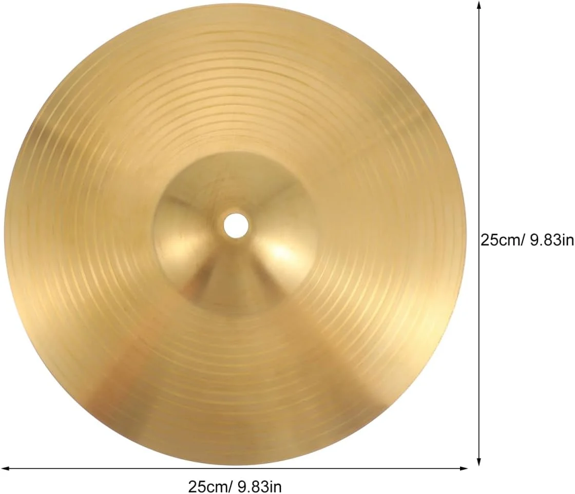 سنج های تصادف درام ERINGOGO 10 اینچی، سنج کلاهی درام، سنج زنگی برنجی برای ساز کوبه ای مبتدیان (طلایی)