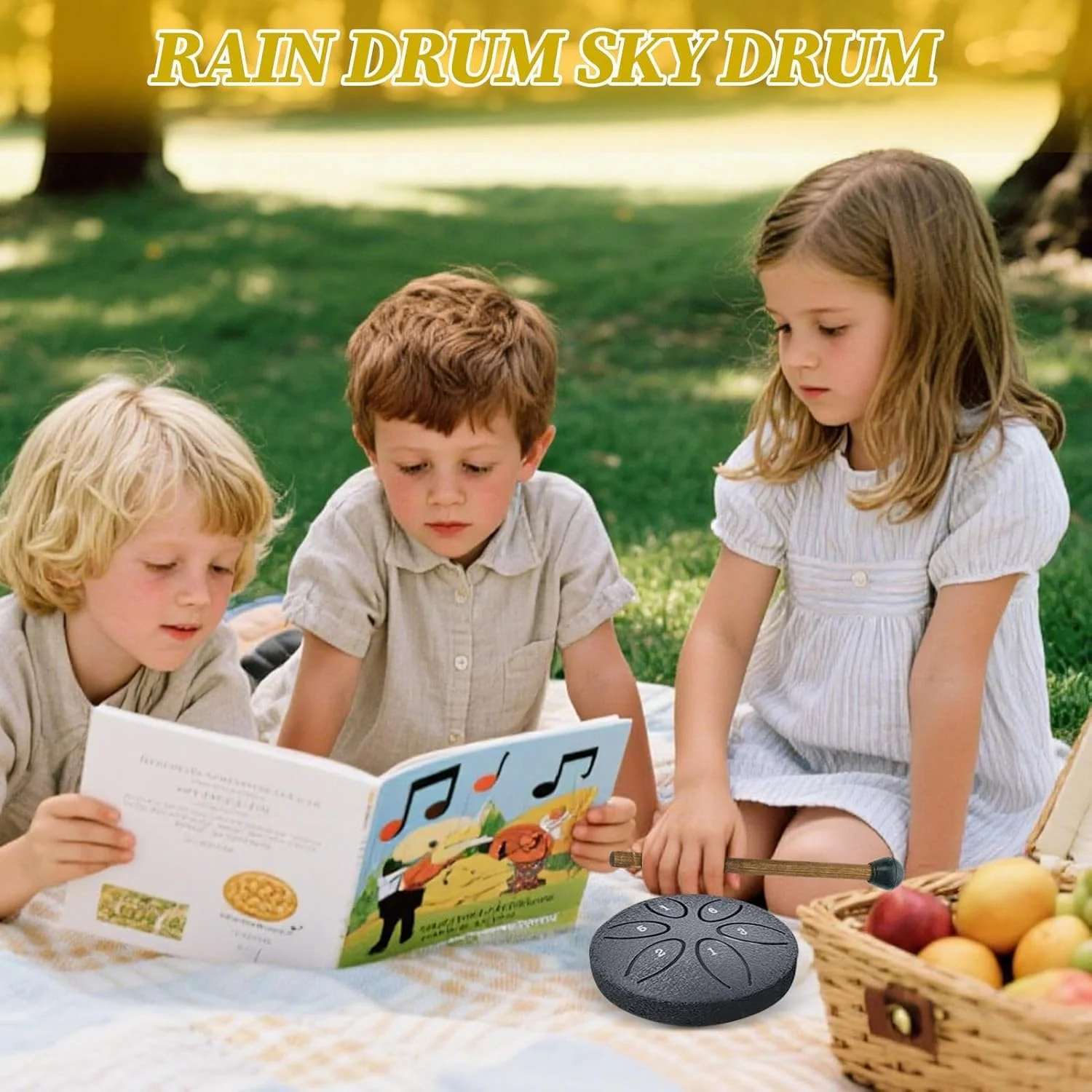 طبل باران، 3 اینچ 6 نت، ساز کوبه ای دستی آموزشی برای کودکان، مناسب برای مدیتیشن آرامش بخش، تمرین ذهن آگاهی، یوگا، بزرگسالان و مبتدیان