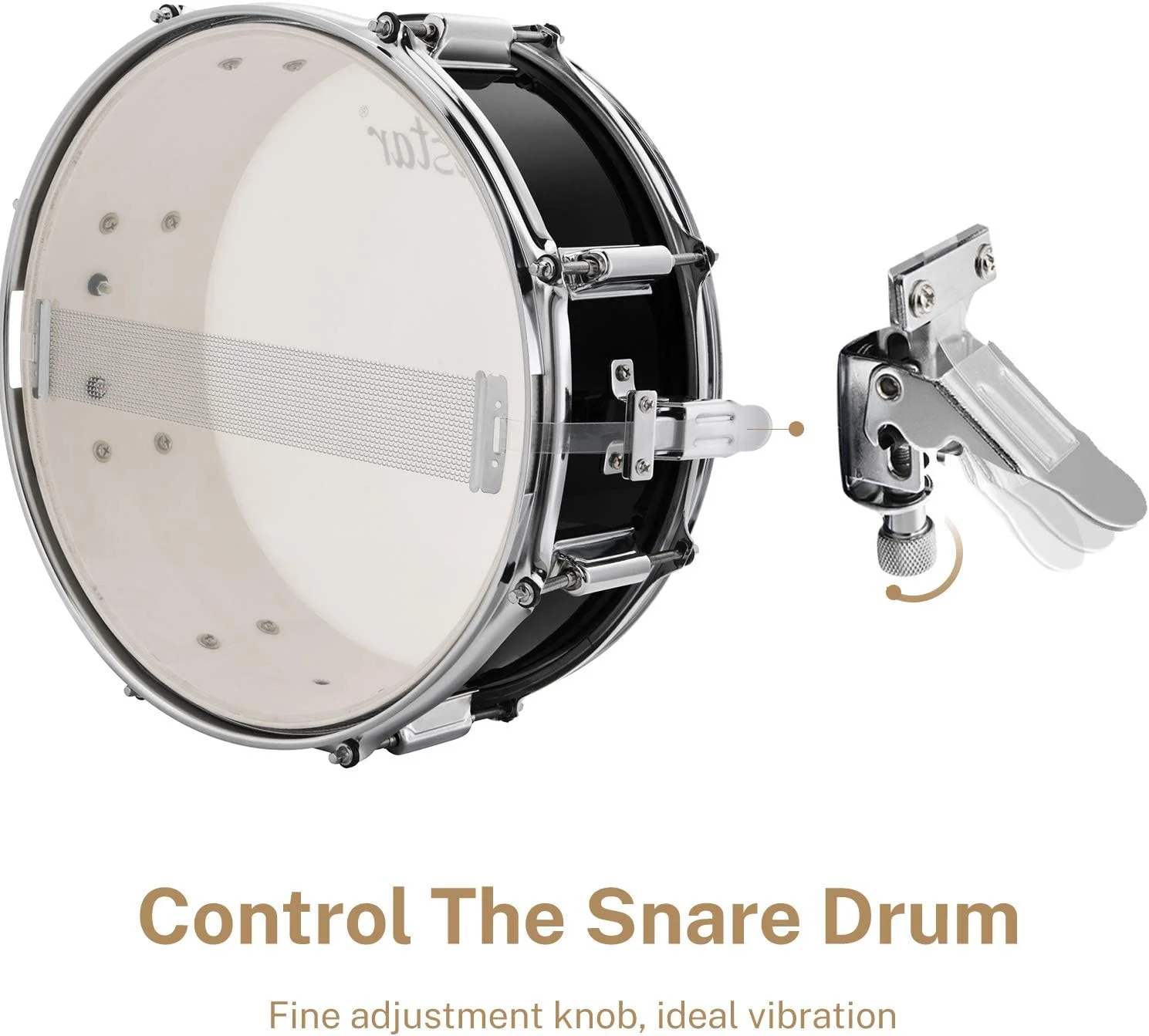 ست درام ایستار 22 اینچ برای بزرگسالان، ست کامل 5 تکه درام برای نوازندگان مبتدی جوان به همراه پدال، سنج، پایه، صندلی و چوب، مشکی آینه‌ای