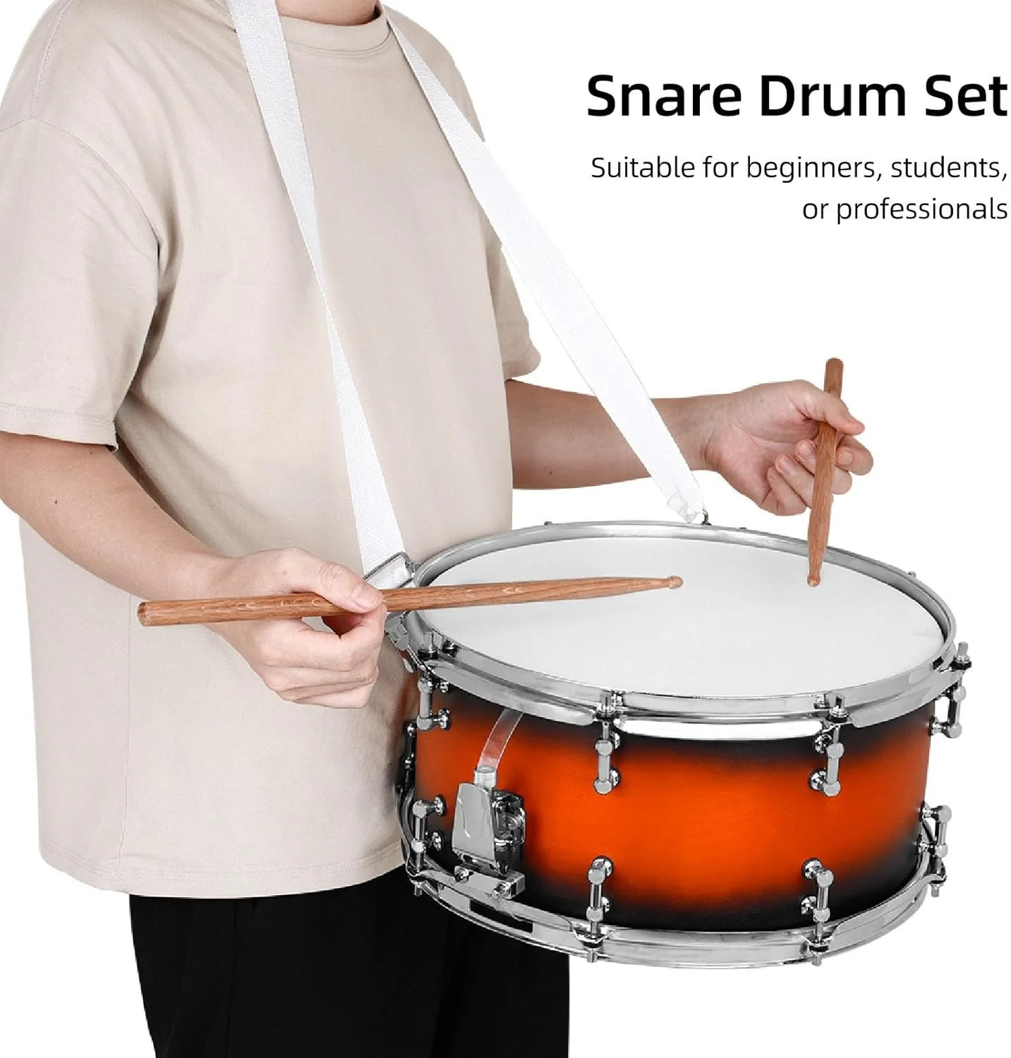 سِت دِرام اِسْنِیر به همراه ۲ عدد چوب دِرام، آچار دِرام و بند، ساز موسیقی برای هنرجویان مبتدی