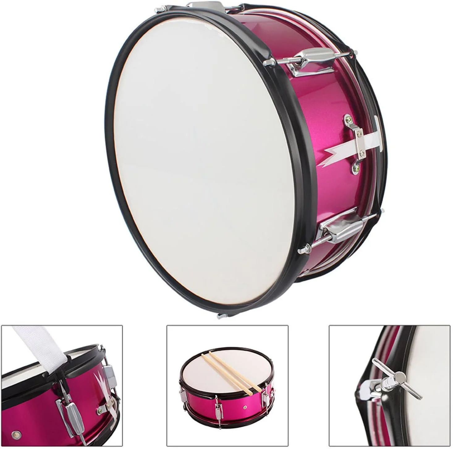 طبل اسنر 14x5.5 اینچی، سر طبل اسنر به همراه 2 عدد چوب طبل، بند شانه ای 143 سانتی متری، چوب طبل و تیونر برای گروه دانشجویی، ساز کوبه ای استیل ضد زنگ طبل اسنر 14x5.5 اینچی، سر طبل اسنر به همراه 2 عدد چوب طبل، بند شانه ای 143 سانتی متری، چوب طبل و تیونر برای گروه دانشجویی، ساز کوبه ای استیل ضد زنگ