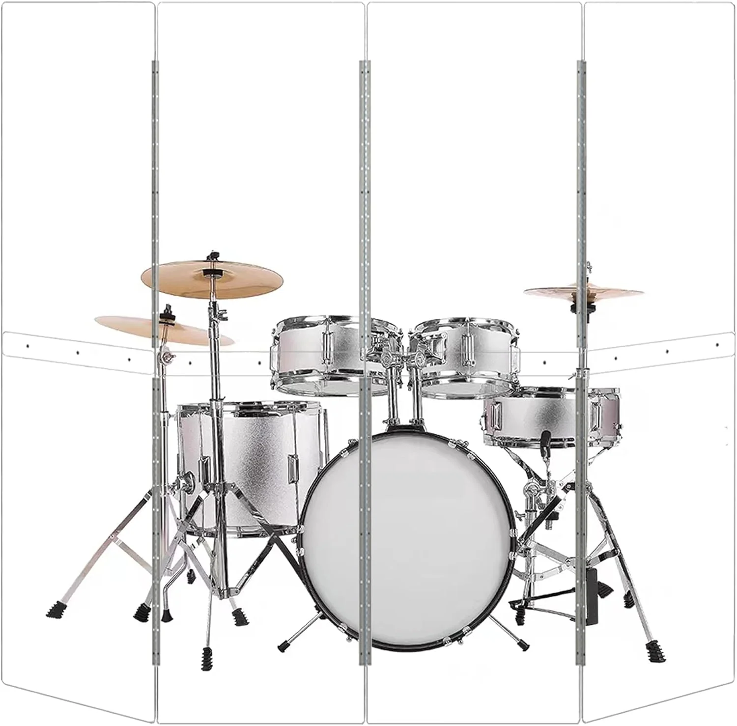 محافظ درام ۴ پنل با ابعاد ۶۰ در ۱۵۰ سانتی متر - اکریلیک با لولاهای استیل ضد زنگ - ایده آل برای کلیساها، تمرین در منزل و اجراهای زنده (۴ پنل)