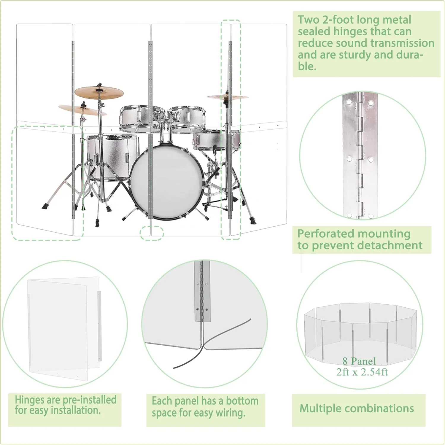 محافظ درام ۴ پنل با ابعاد ۶۰ در ۱۵۰ سانتی متر - اکریلیک با لولاهای استیل ضد زنگ - ایده آل برای کلیساها، تمرین در منزل و اجراهای زنده (۴ پنل) محافظ درام ۴ پنل با ابعاد ۶۰ در ۱۵۰ سانتی متر - اکریلیک با لولاهای استیل ضد زنگ - ایده آل برای کلیساها، تمرین در منزل و اجراهای زنده (۴ پنل)