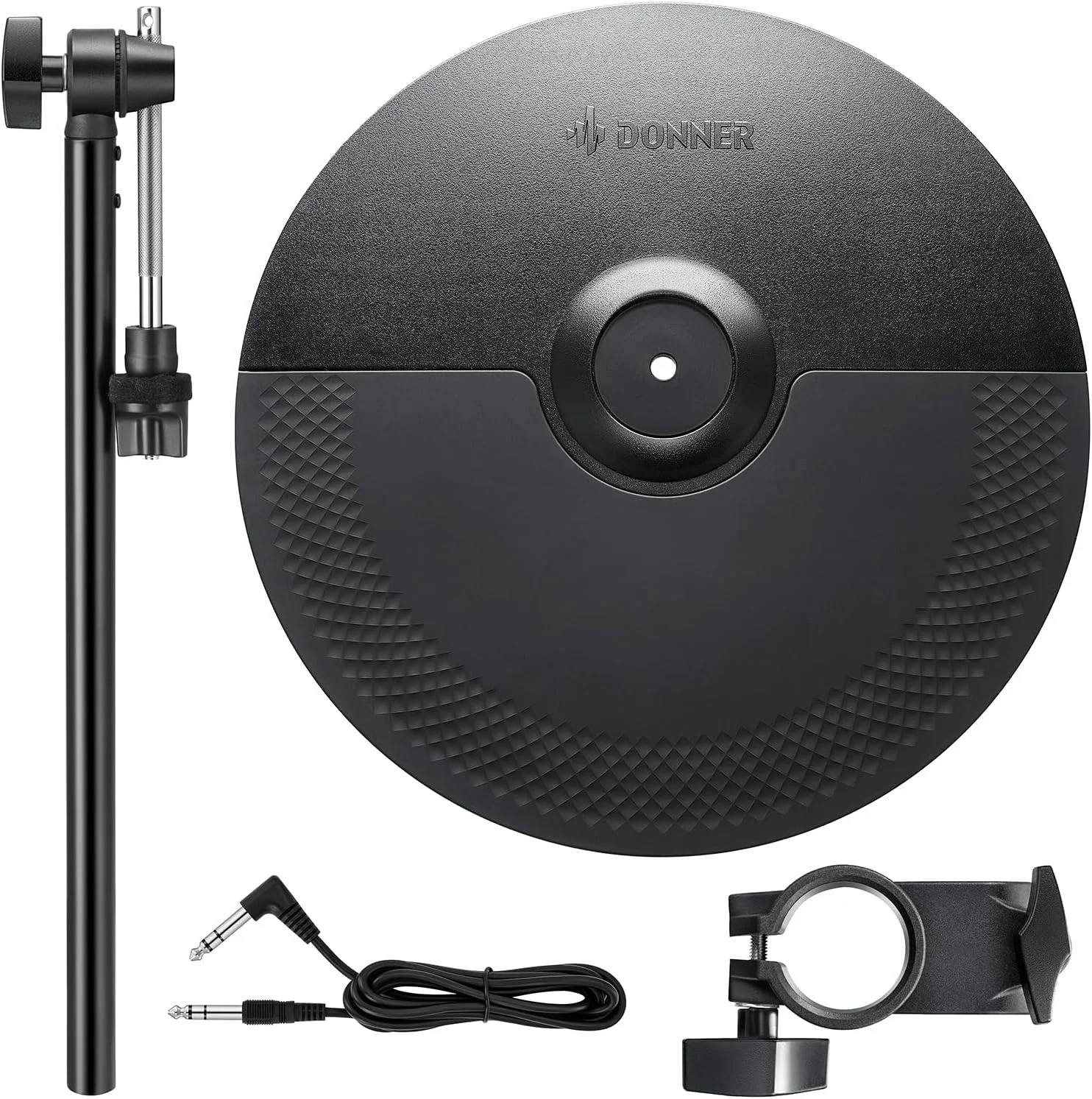 ست سنج سایلنت Donner با سنج های 12 اینچی و پایه سنج برای درامز الکترونیکی، براکت فلزی آهنی پایدارتر، کابل سیگنال، بست رک برای درامز الکترونیکی (برای توسعه DED-200/400/500)