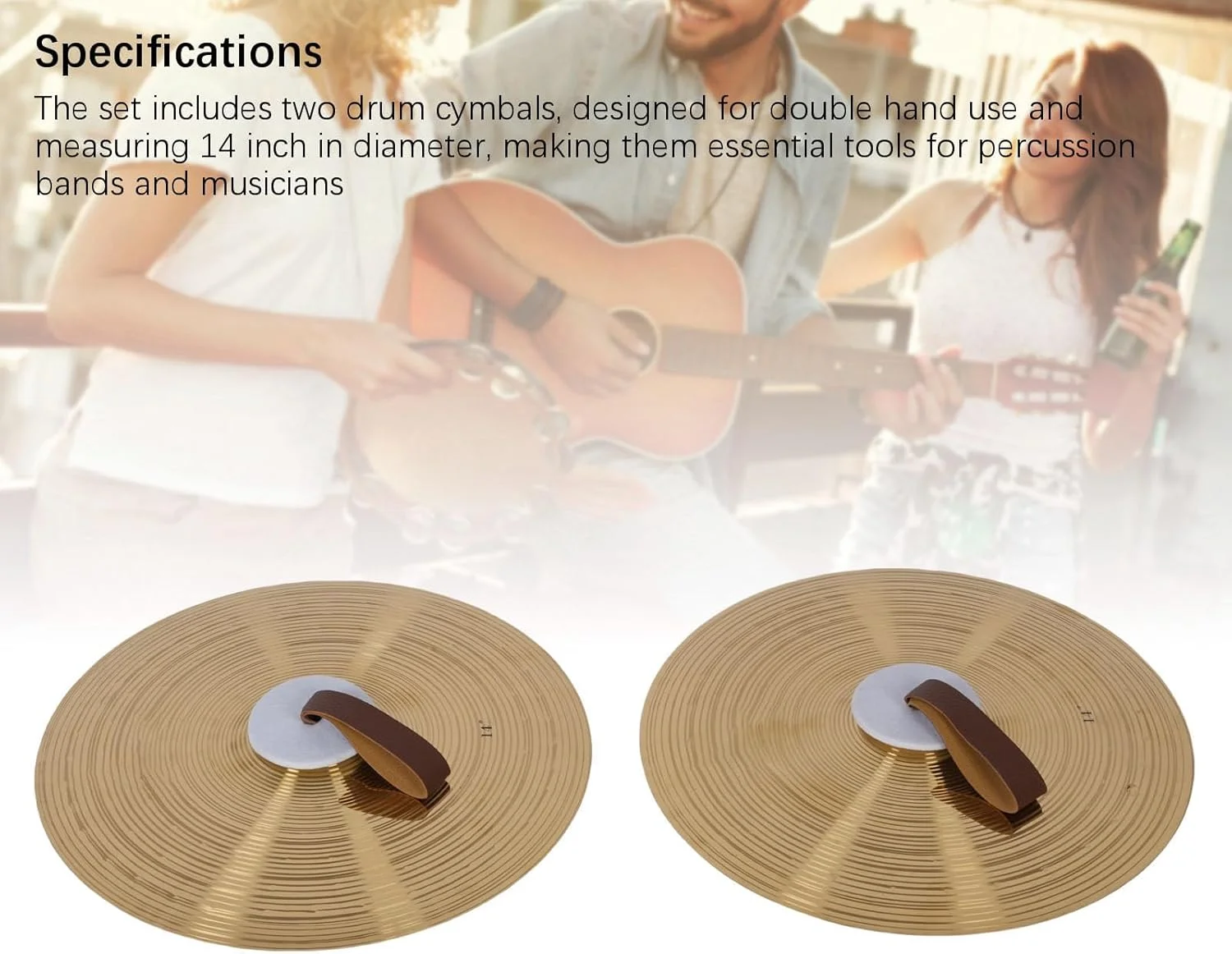 سنج های درام آلیاژی 14 اینچی، جفت به همراه بندهای چرمی انگشتی برای نواختن راحت، صدای کوتاه و غنی با جلوه تاکیدی، برای نوازندگان مبتدی، دانش آموزان و حرفه ای ها در سبک های راک، جاز و پاپ سنج های درام آلیاژی 14 اینچی، جفت به همراه بندهای چرمی انگشتی برای نواختن راحت، صدای کوتاه و غنی با جلوه تاکیدی، برای نوازندگان مبتدی، دانش آموزان و حرفه ای ها در سبک های راک، جاز و پاپ
