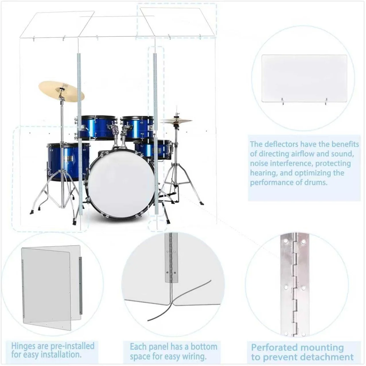 محافظ درام (3 پنل با منحرف کننده). تبدیل به 60 در 180 سانتی متر. لولاهای تمام استیل. قفس درام برای خانه، کلیسا، تمرین و اجرا