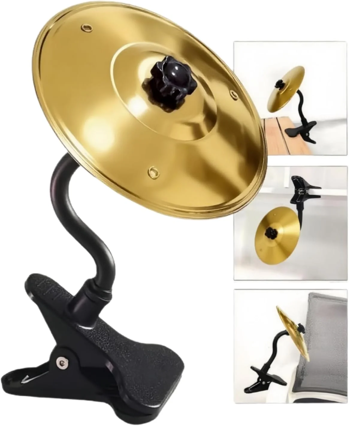 سنج رومیزی با گیره - ساز کوبه ای فلزی قابل حمل برای خانه و محل کار - ابزار کوچک درام برای کاهش استرس (تکی، طلایی)