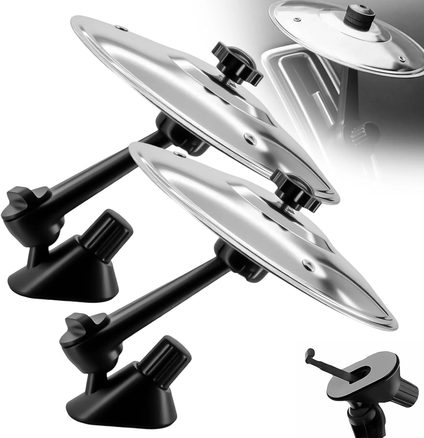 ۲ عدد سنج تصادف ماشین، لوازم داخلی خودرو، درام تصادف ماشین، سنج های کوچک گیره ای آسان برای دوستداران موسیقی، رانندگی را لذت بخش تر می کند، نصب آسان (نقره ای)