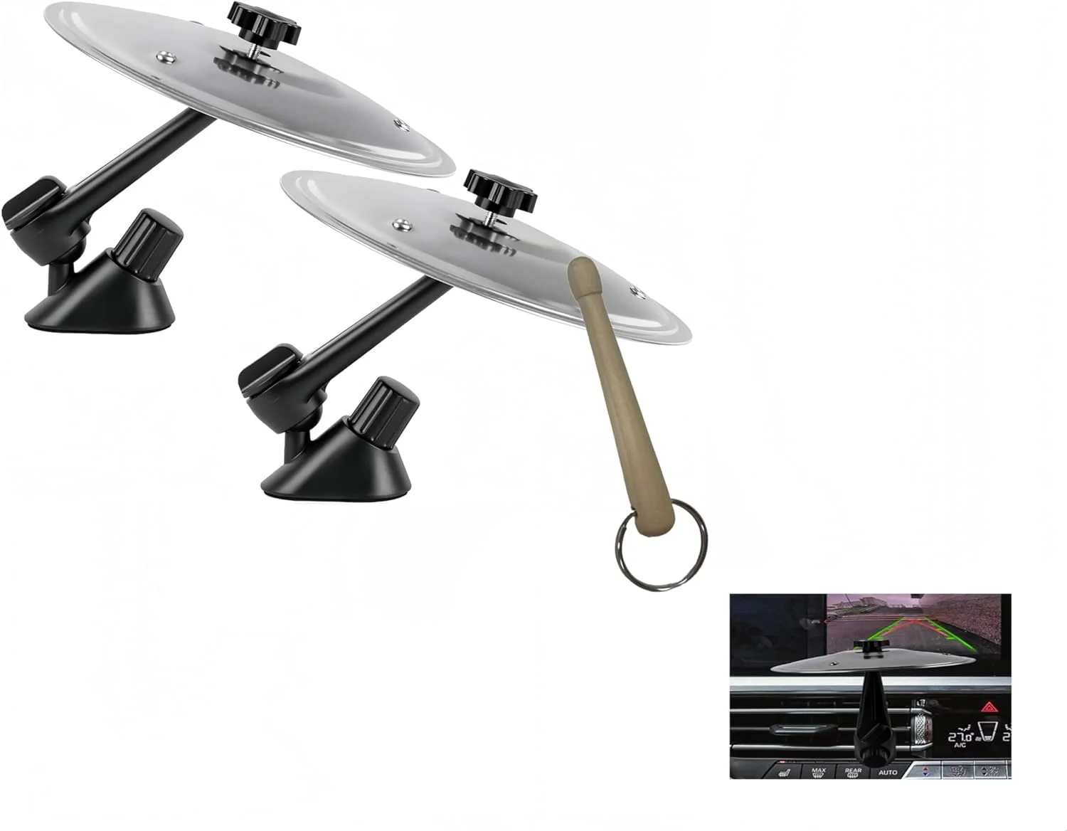 بسته 2 عددی سنج ماشین فلزی گیره دار | کیت درام دریچه هوا داشبورد | لوازم جانبی سرگرم کننده ضربان فوری راننده | مناسب برای همه وسایل نقلیه