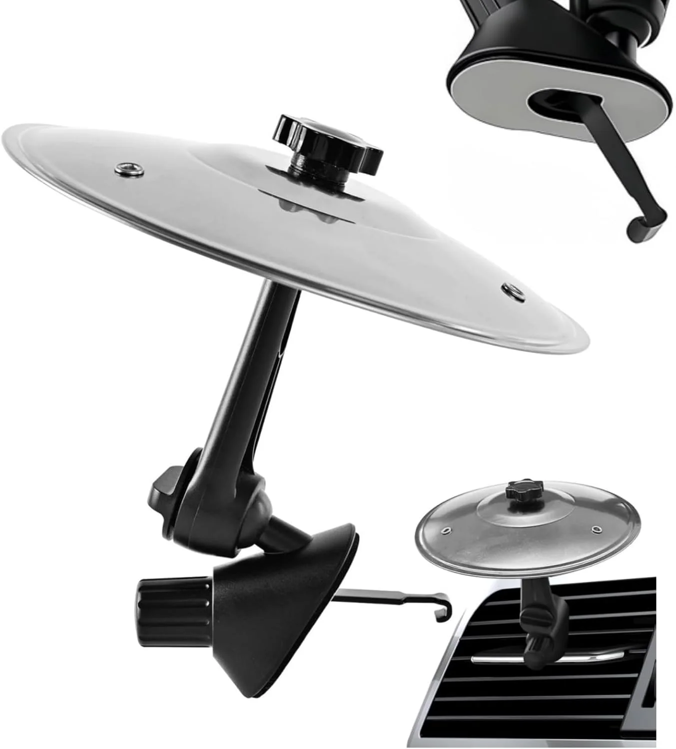 سنج گیره دریچه هوا خودرو، سنج های کوچک درام برای دریچه هوای خودرو، سازنده صدای تصادف موسیقی خنده دار خودرو، لوازم جانبی سنج فلزی خلاقانه برای رانندگان - مناسب برای اکثر خودروها (نقره ای)