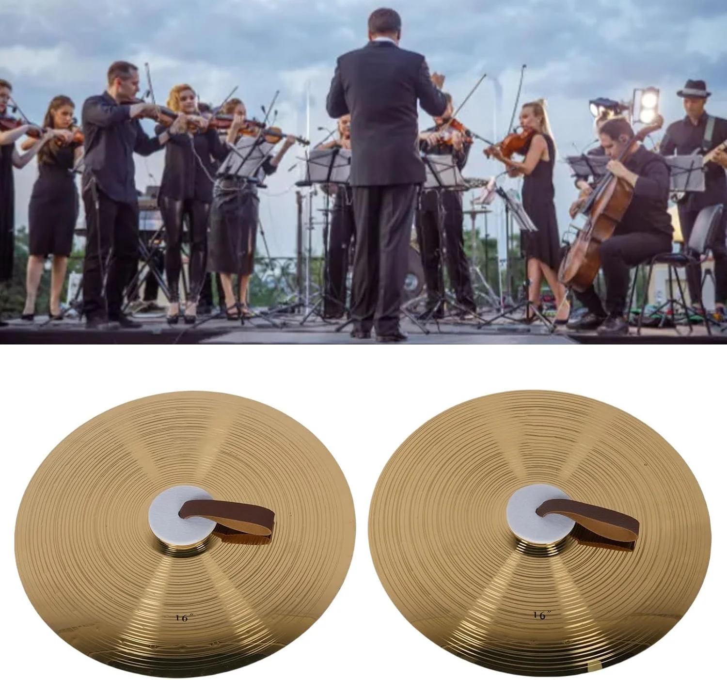 سنج دستی 16 اینچی، 1 جفت سنج انگشتی سنتی، ساز موسیقی ریتم گروه گونگ برای اجرای کودک و بزرگسال سنج دستی 16 اینچی، 1 جفت سنج انگشتی سنتی، ساز موسیقی ریتم گروه گونگ برای اجرای کودک و بزرگسال