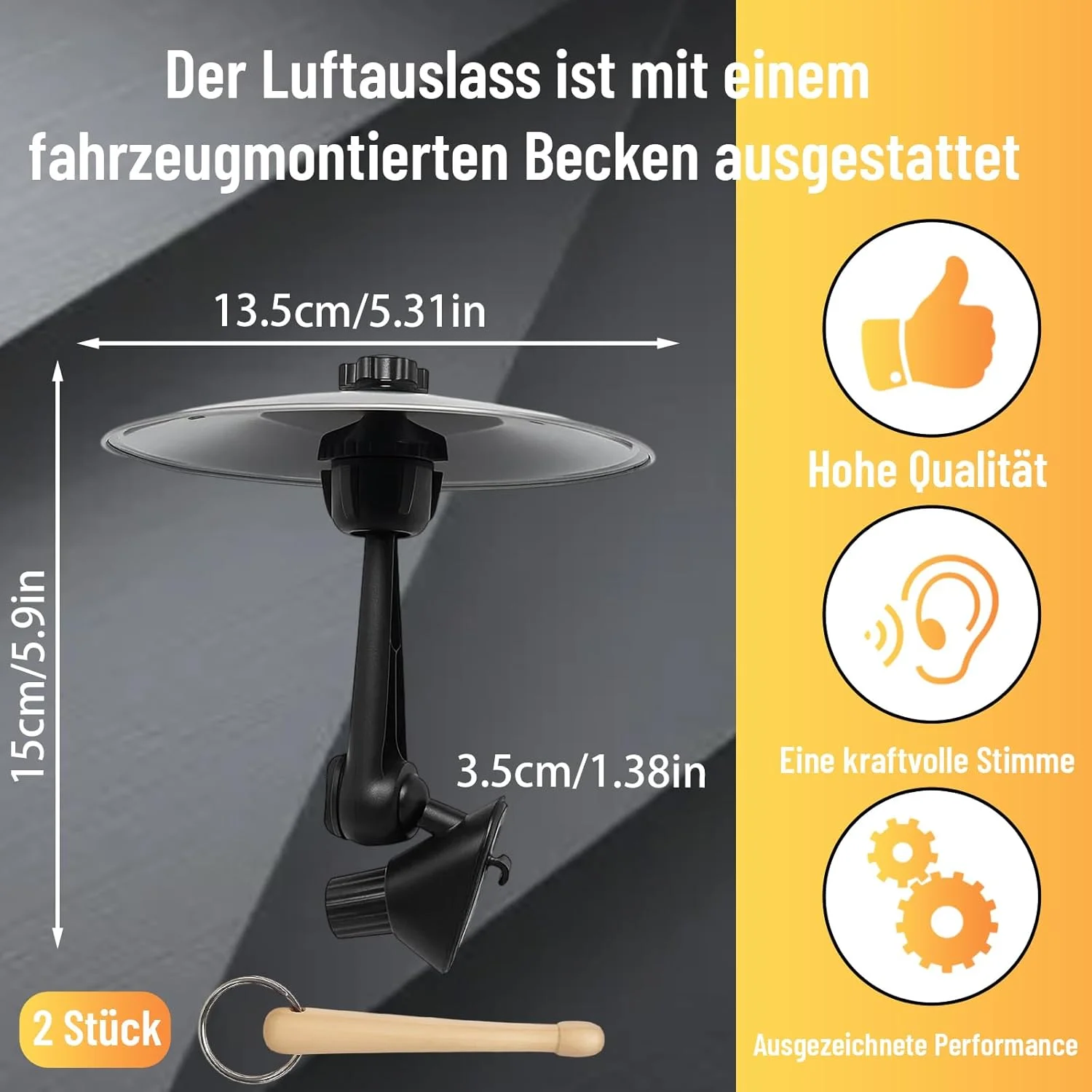 سنج های درام ماشین، ست درام مینی 2 تکه ماشین، لوازم جانبی درام جمع و جور برای ماشین برای دوستداران موسیقی، ایده آل برای مسافرت و هدیه، 15 x 13.5 x 3.5 سانتی متر