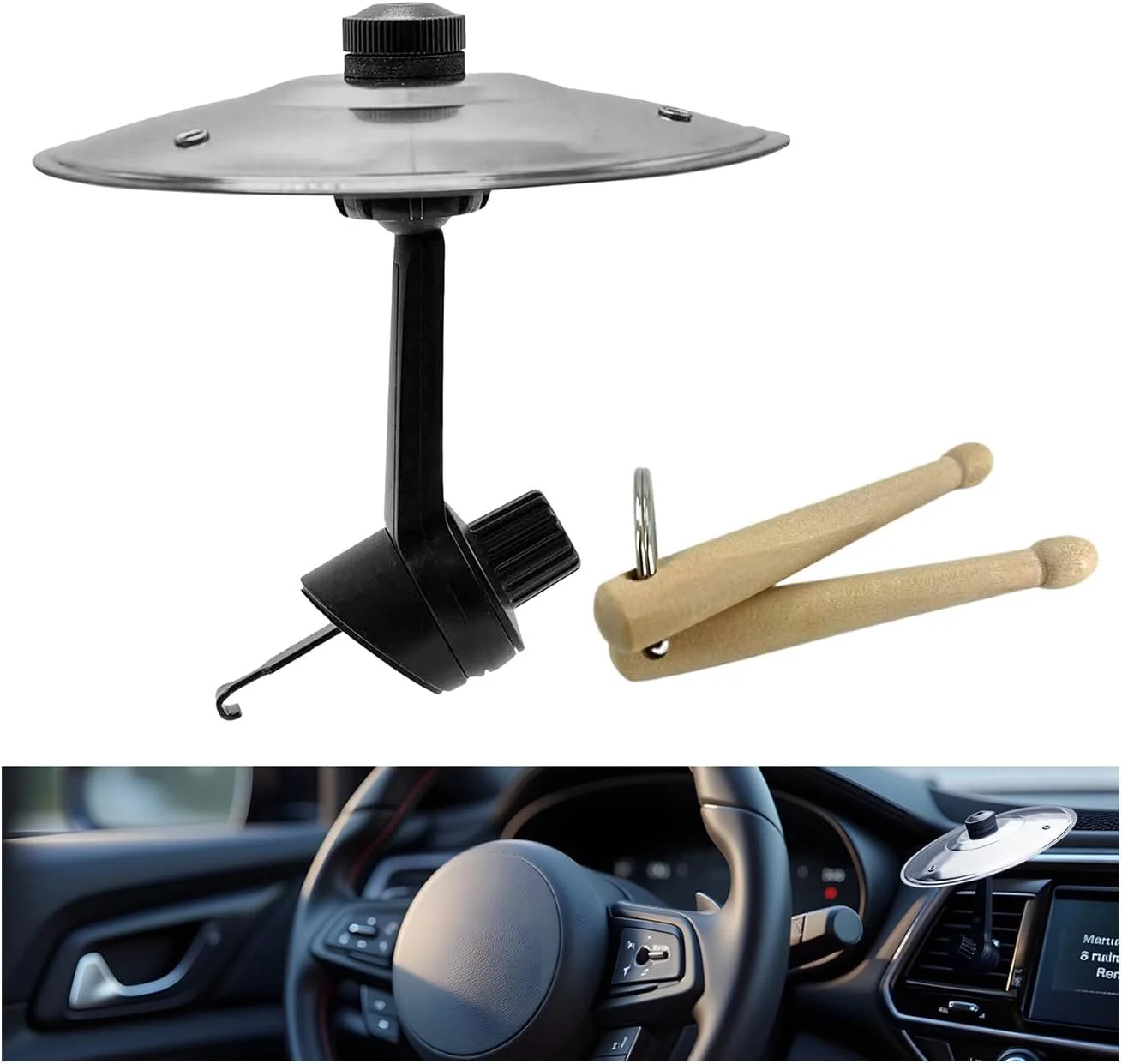 سنج هواکش خودرو، سنج های مینیاتوری درام برای هواکش خودرو، ساز موسیقی فلزی خلاقانه و خنده دار، تزئینات خودرو سنج انگشتی برای سرگرم کننده تر کردن رانندگی شما (نقره ای)