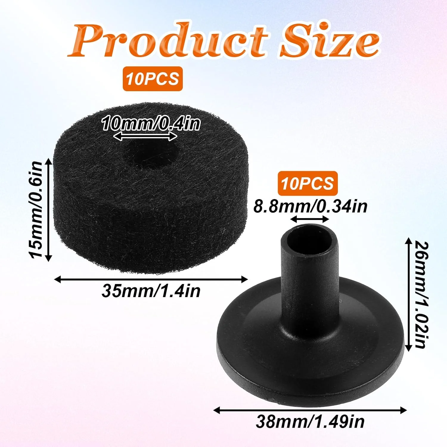 ۱۰ عدد پد نمدی مشکی نرم گرد برای استند سنج درام، جایگزینی برای بهبود صدای درام کیت و محافظت از سنج های شما ۱۰ عدد پد نمدی مشکی نرم گرد برای استند سنج درام، جایگزینی برای بهبود صدای درام کیت و محافظت از سنج های شما