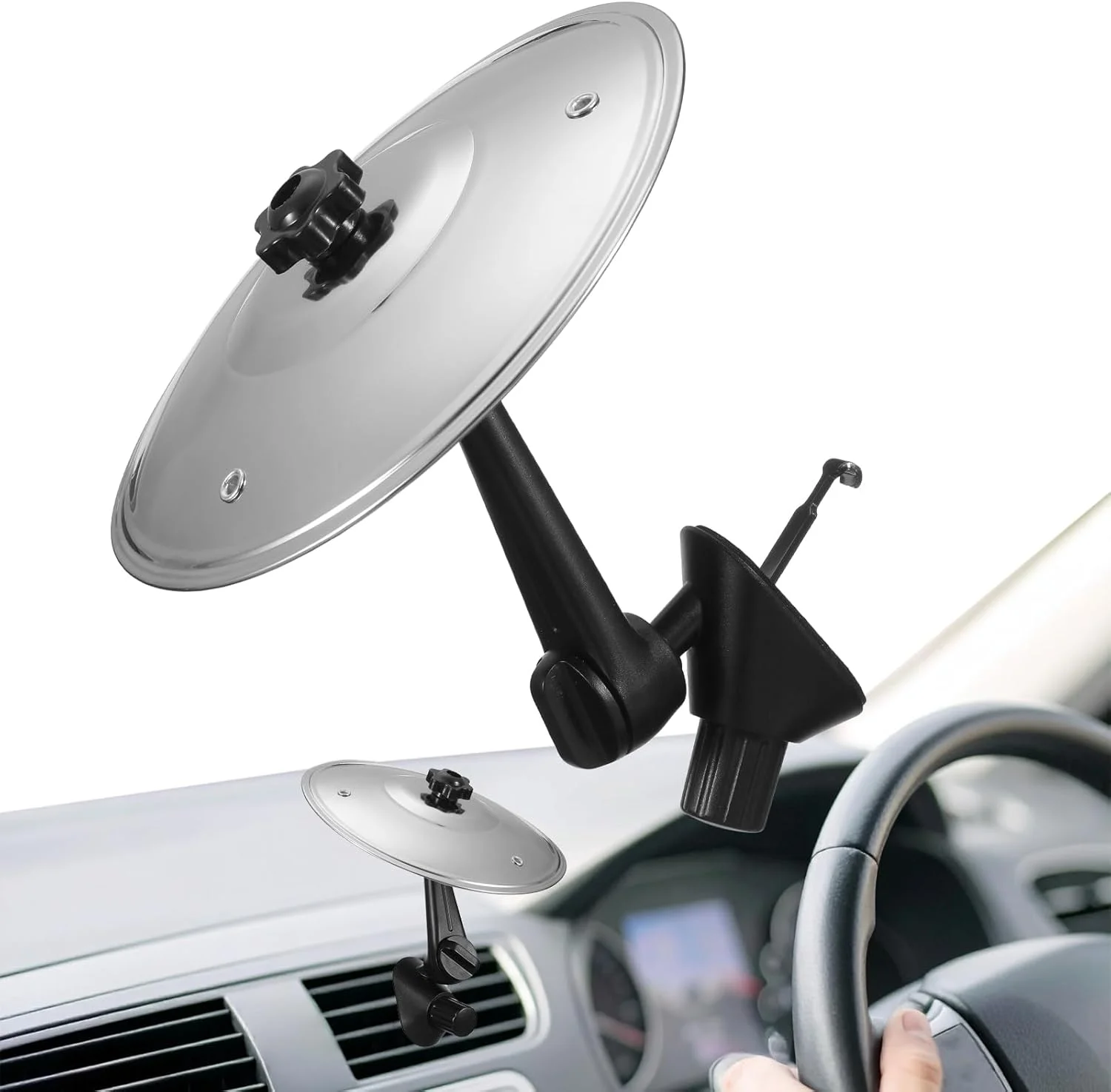 سنج خودرو، دریچه هوا درام نماد خودرو، سنج تصادف درام فلزی کوچک برای داشبورد خودرو، لوازم جانبی سرگرم کننده داشبورد برای نوازندگان درام و دوستداران موسیقی (نقره ای)