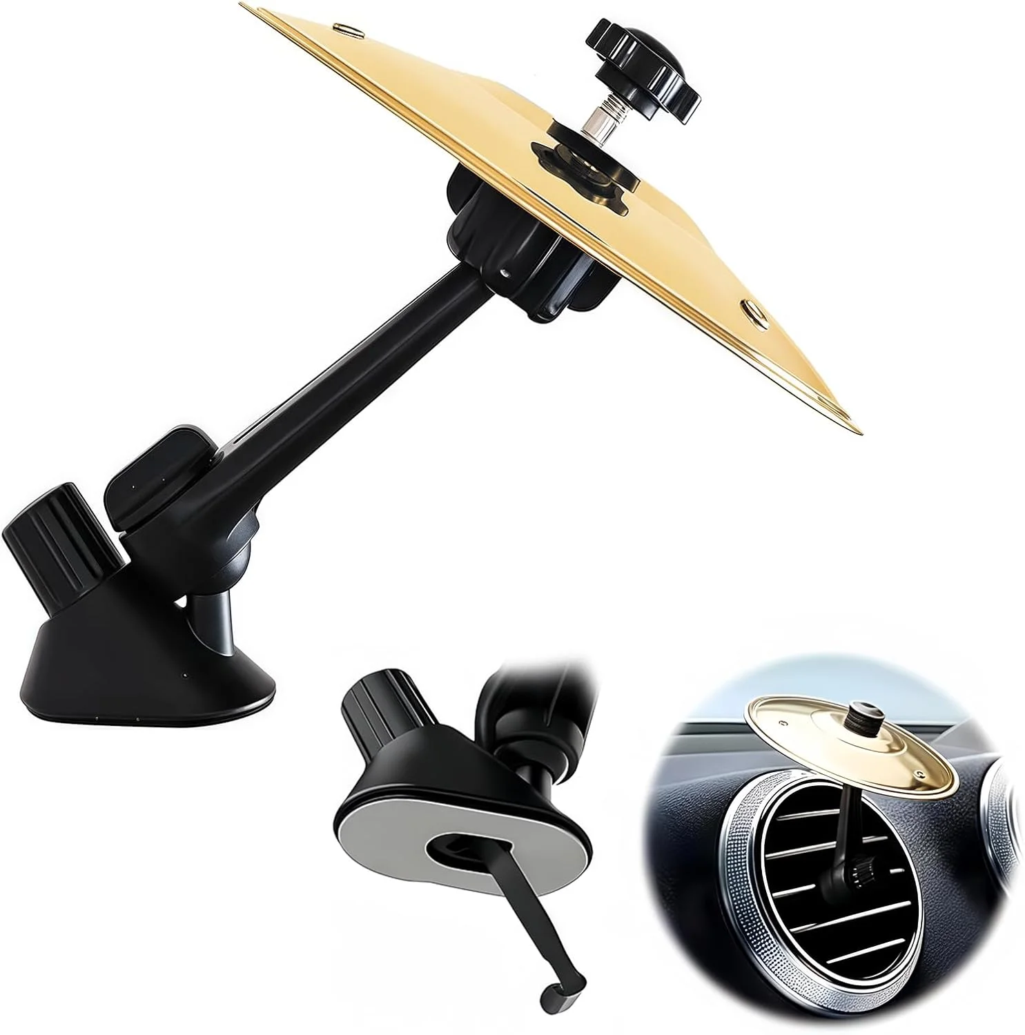 سنج مینیاتوری تصادف درام برای دریچه هوای خودرو، مناسب برای دوستداران موسیقی (طلایی)