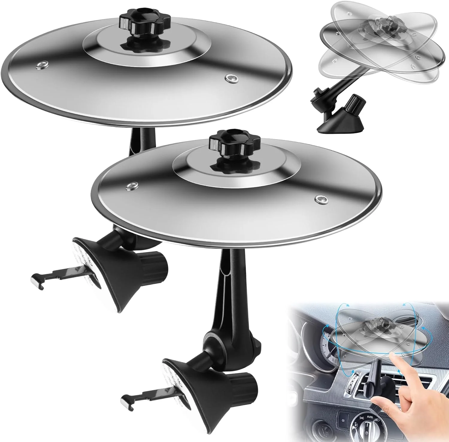 ۲ عدد سنج بادی خودرو با صدای درخشان، سنج تصادف فلزی کوچک ۵.۵ اینچی برای دریچه خودرو، دکوراسیون داخلی خنده دار خودرو، ابزار موسیقی، هدیه برای نوازندگان و دوستداران موسیقی