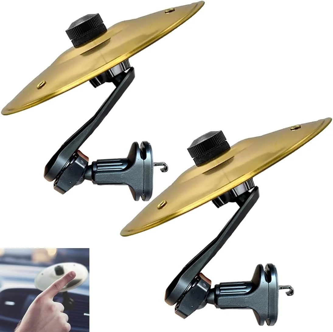 سنج مینیاتوری درام دریچه هوای خودرو، طلایی/نقره ای، لوازم جانبی ساز موسیقی 5.5 اینچی برای داشبورد (طلایی، 2 عدد)