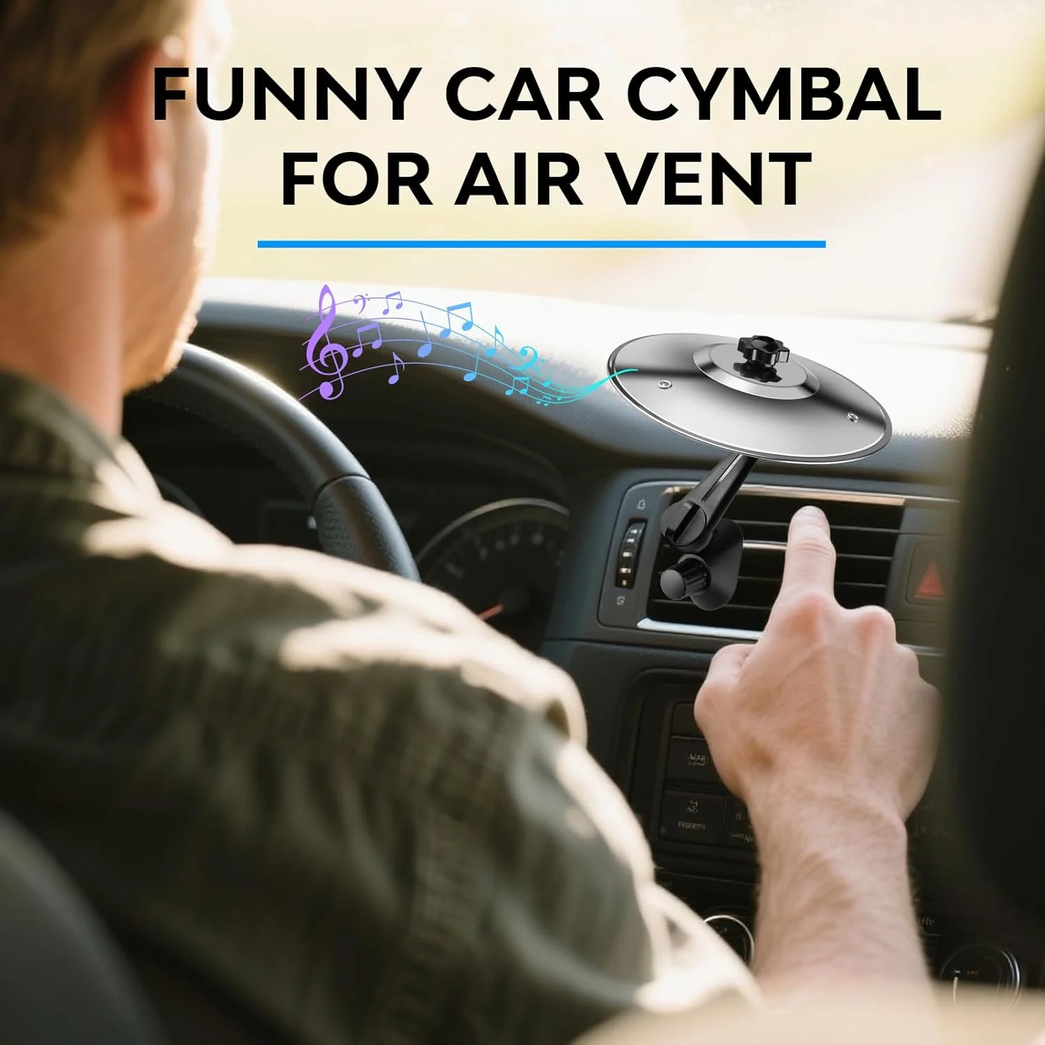 ۲ عدد سنج بادی خودرو با صدای درخشان، سنج تصادف فلزی کوچک ۵.۵ اینچی برای دریچه خودرو، دکوراسیون داخلی خنده دار خودرو، ابزار موسیقی، هدیه برای نوازندگان و دوستداران موسیقی