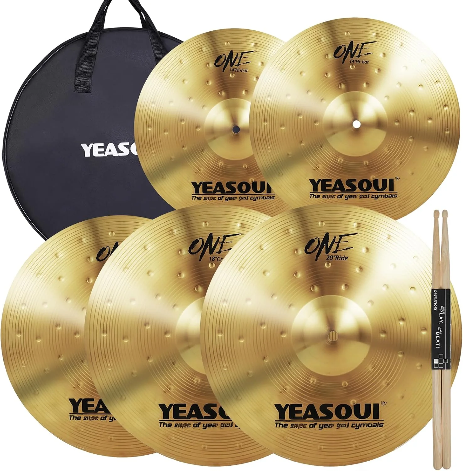 مجموعه سنج درام، مجموعه سنج 14 اینچ/14 اینچ/16 اینچ/18 اینچ/20 اینچ 5 تکه سنج با کیف سنج برای درام