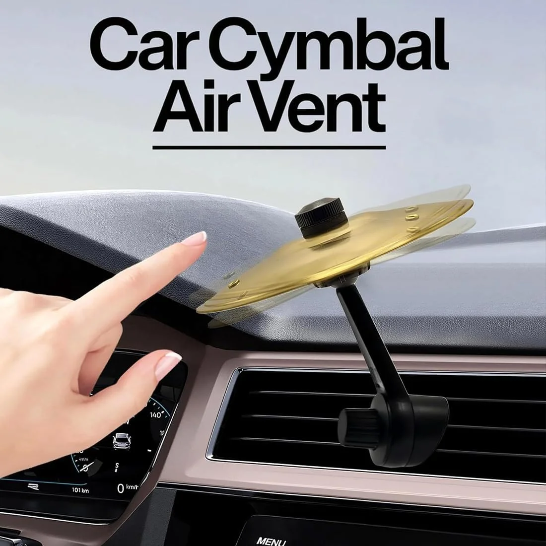 سنج مینیاتوری درام دریچه هوای خودرو، طلایی/نقره ای، لوازم جانبی ساز موسیقی 5.5 اینچی برای داشبورد (طلایی، 2 عدد)