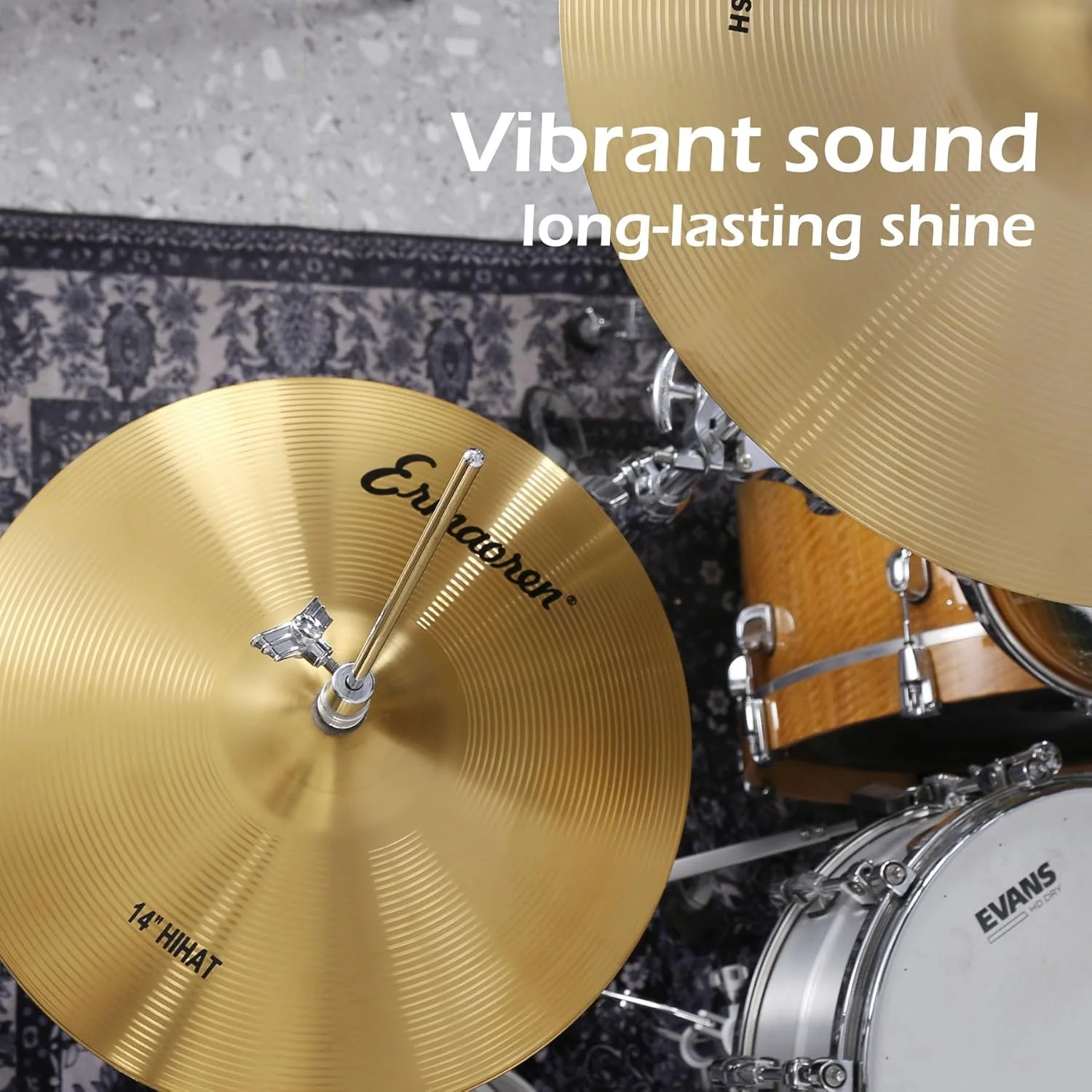 مجموعه سنج درام، مجموعه 5 عددی سنج، سنج های Hi Hat 14 اینچی، سنج های Crash 16 اینچی و Crash 18 اینچی، سنج Ride 20 اینچی برای مجموعه درام