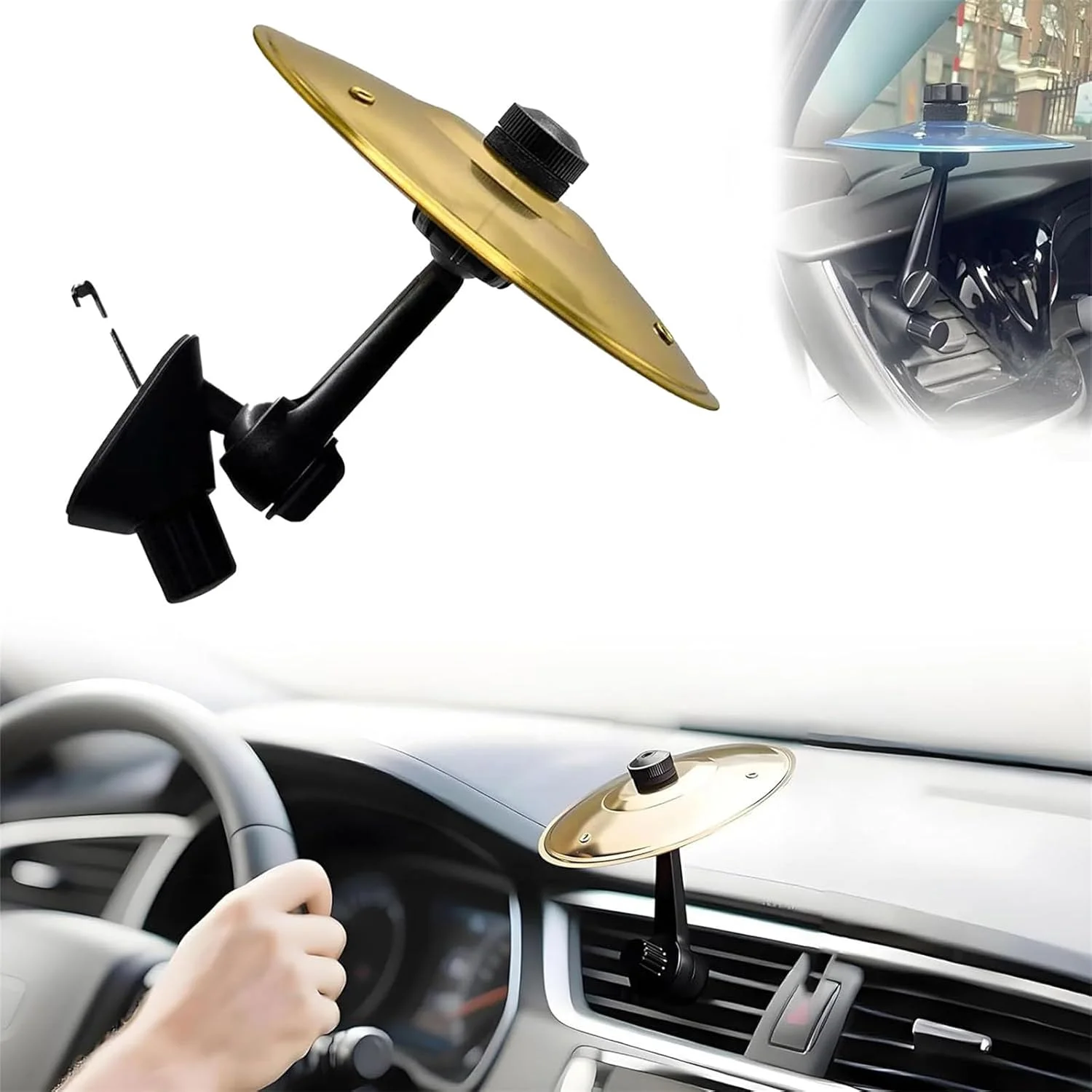 سنج ماشین، سنج دریچه هوای ماشین، سنج کوچک تصادف درام برای دریچه ماشین، سنج کوچک تصادف درام برای سرگرمی ریتمیک بی پایان در جاده، هدیه ای برای دوستداران موسیقی، مناسب برای انواع وسایل نقلیه (طلایی)